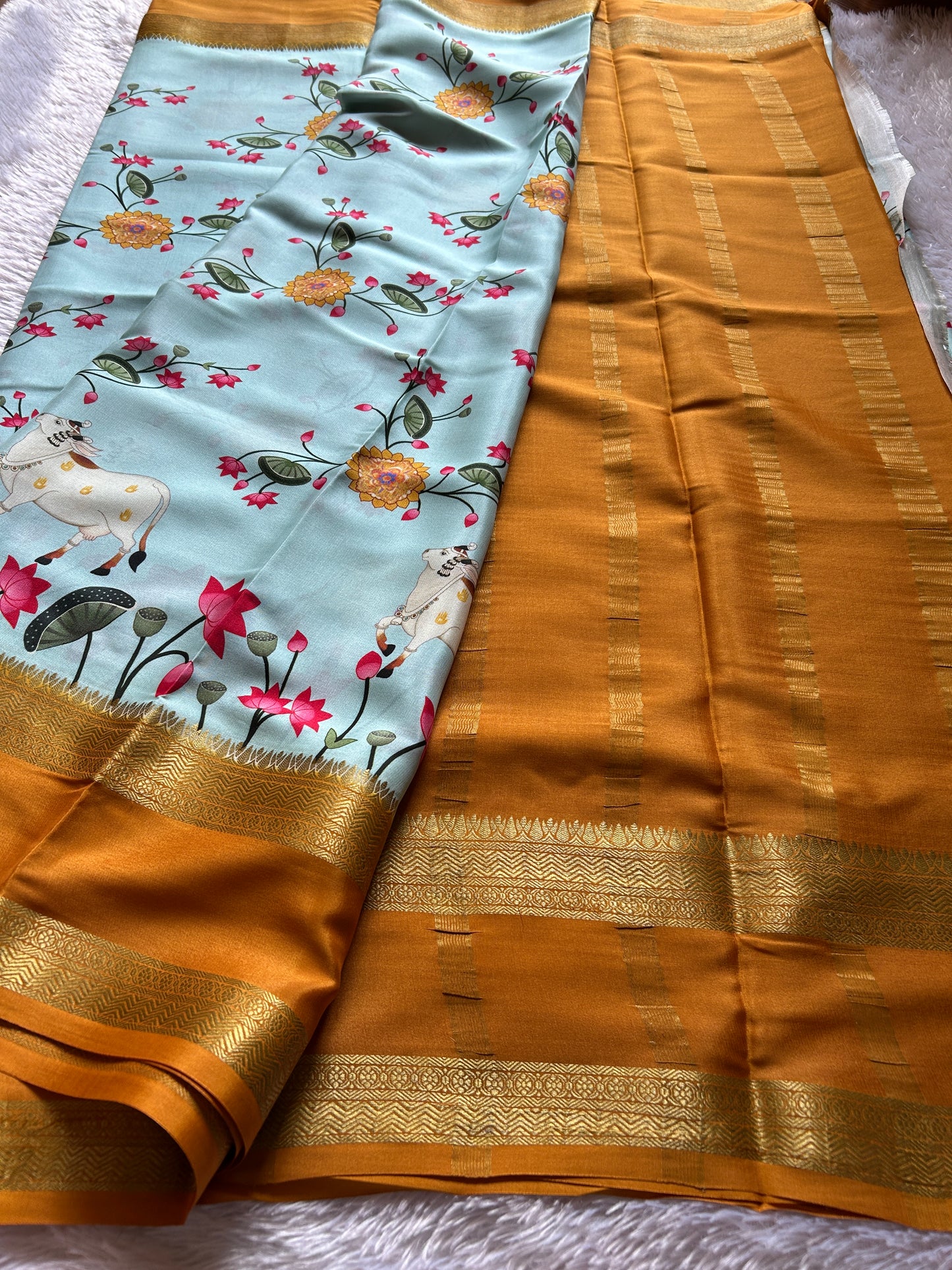 Kasturi : Light blue - Sunset Yellow