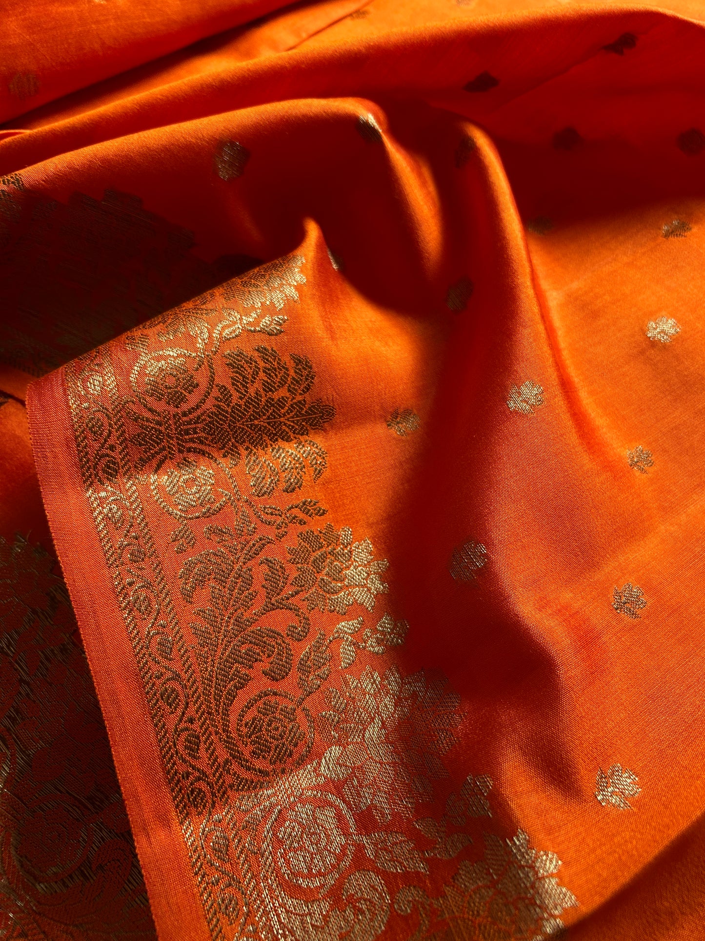 Banarasi Chiniya : Solid Orange