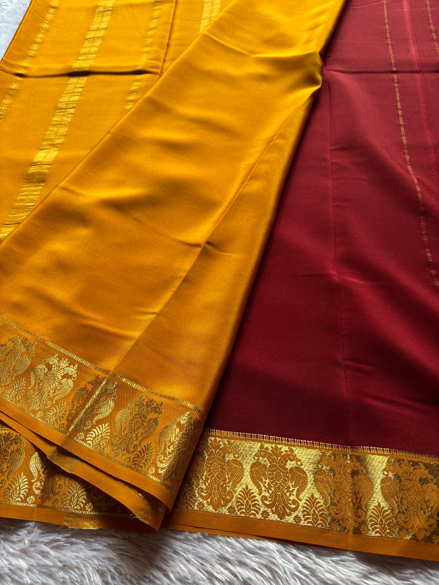 Veera : Dark Maroon - Golden Yellow