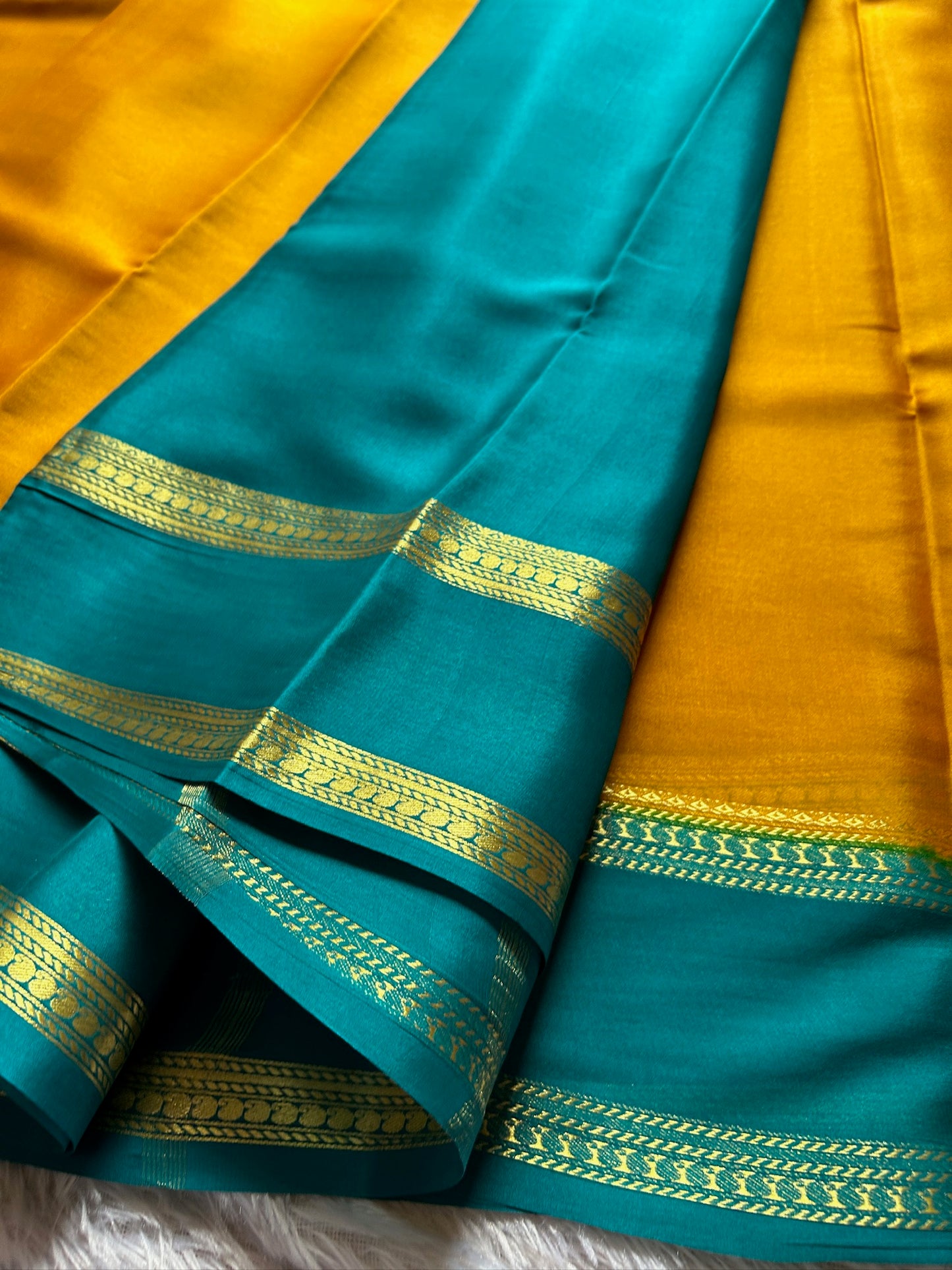 Malathi (2D) : Golden Yellow - Sea Blue