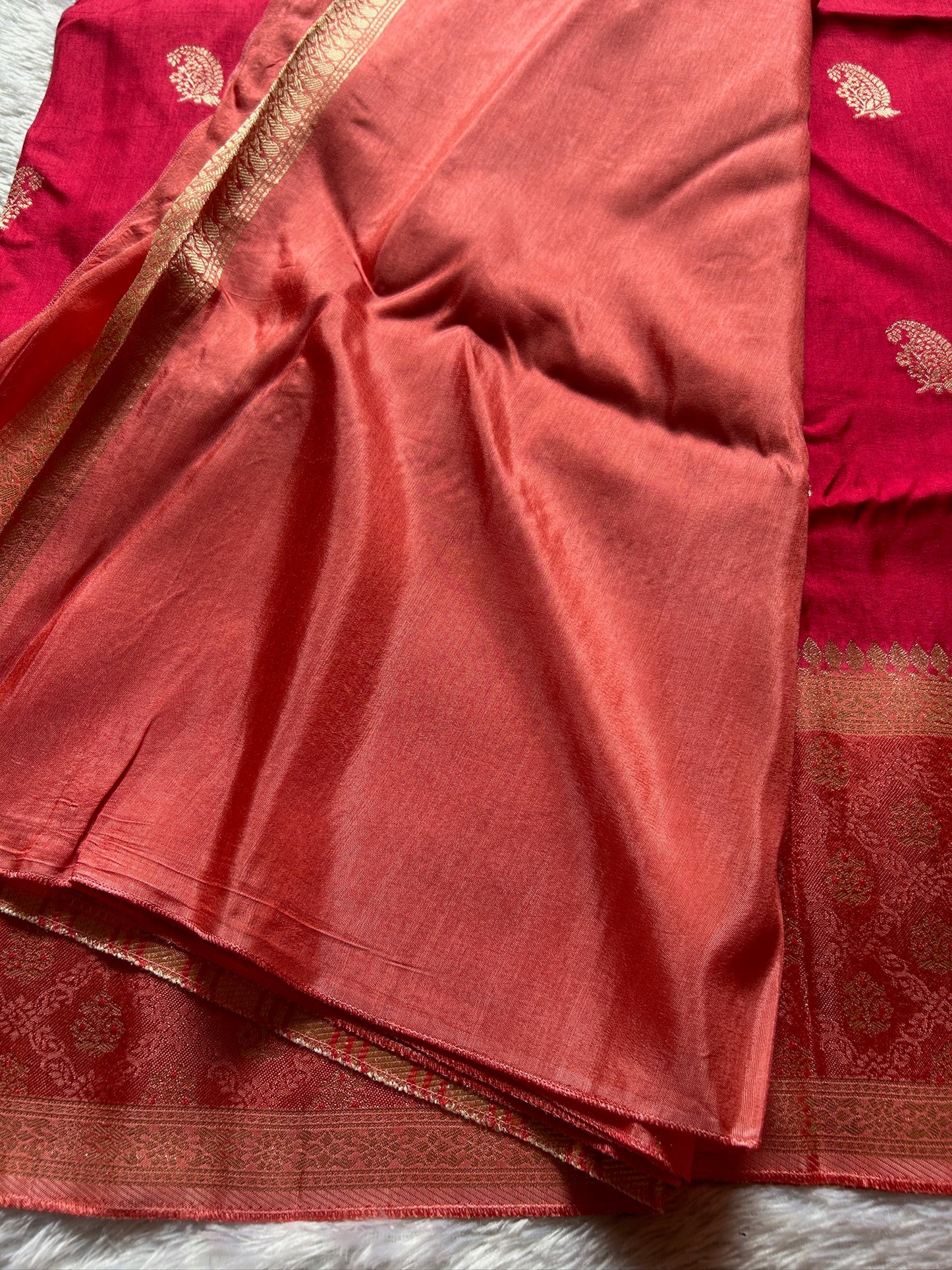 Soft Tussar (2D) : Red-peach