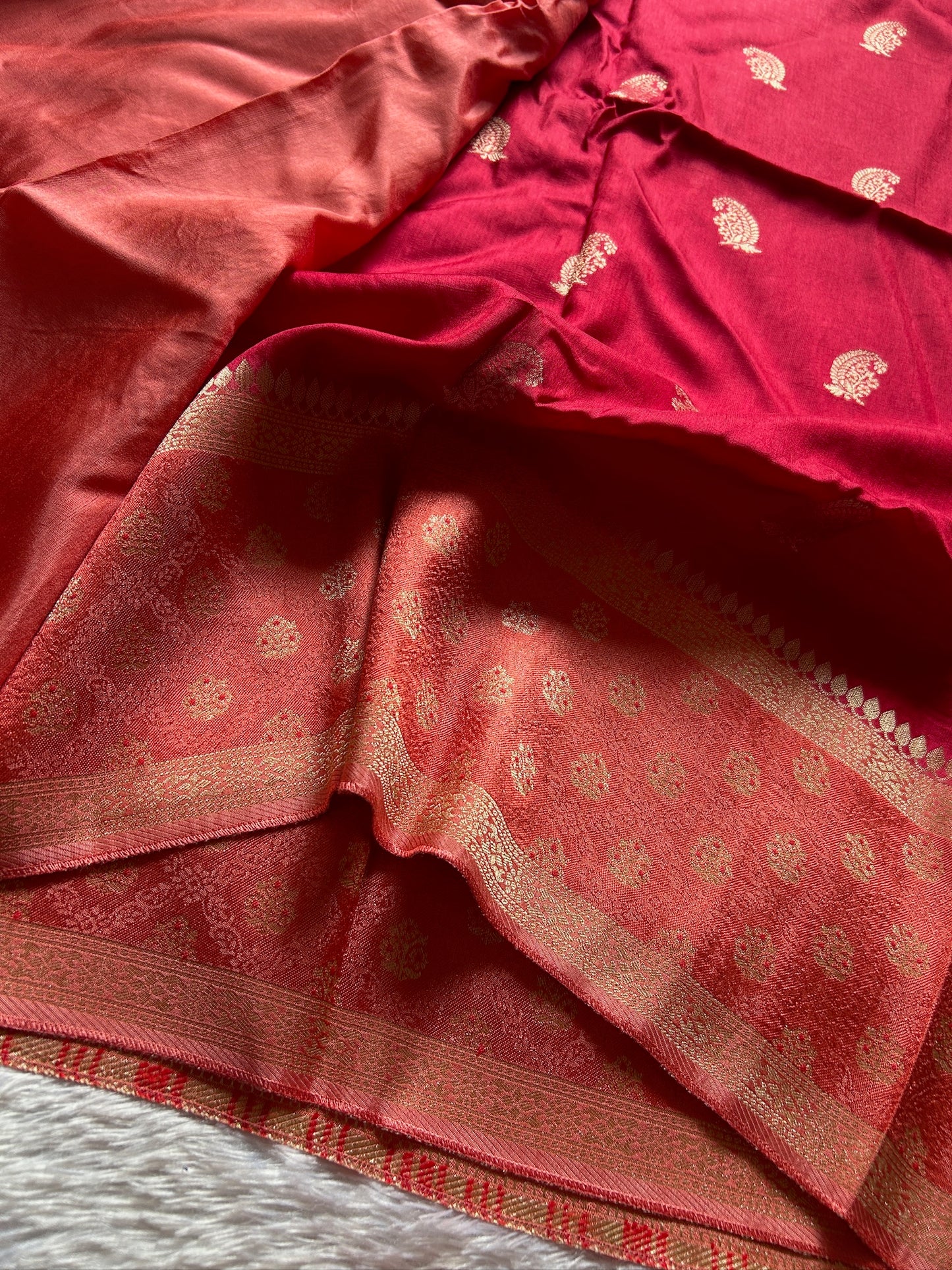 Soft Tussar (2D) : Red-peach