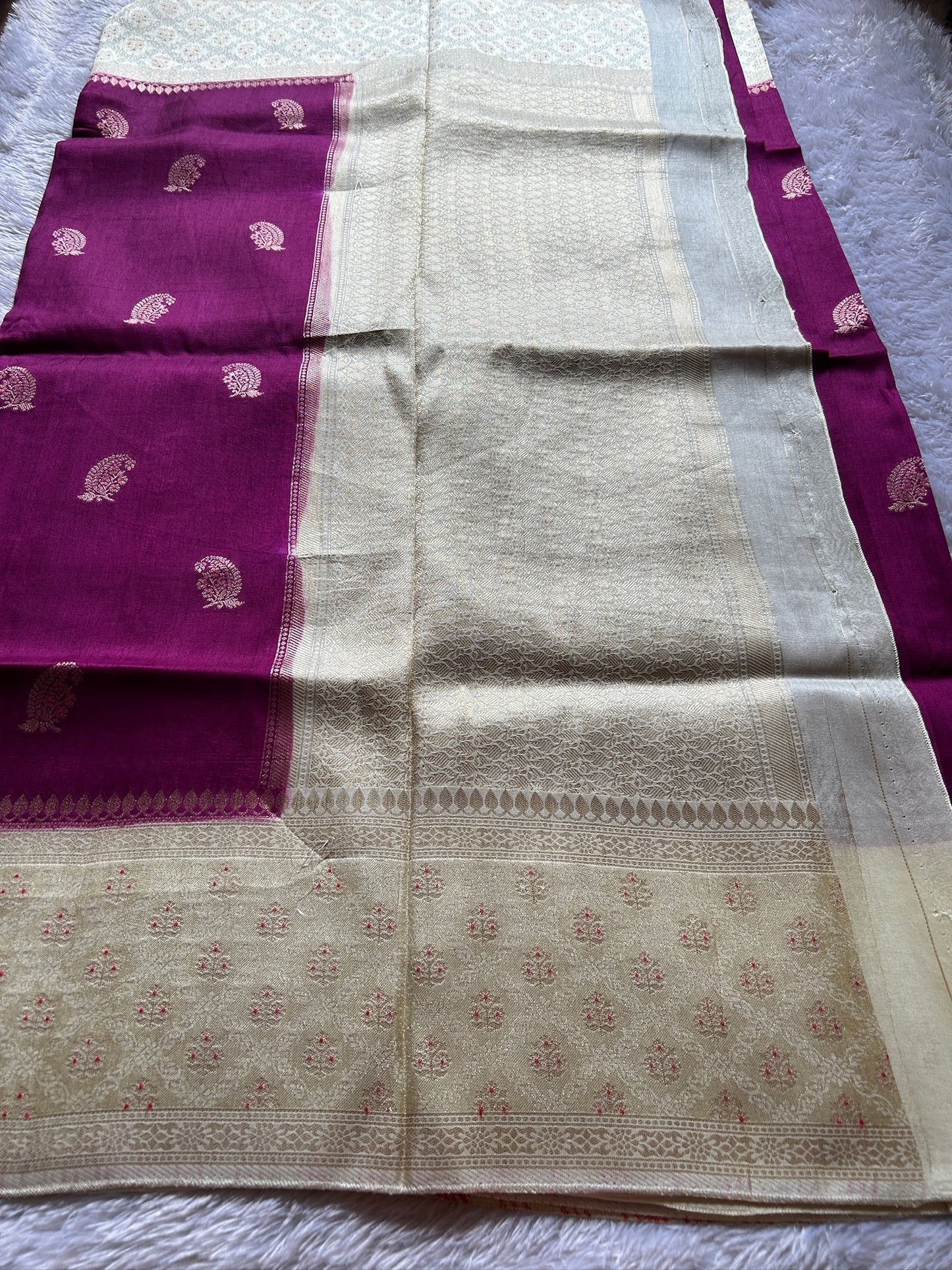 Soft Tussar (2D) : Wine-off white