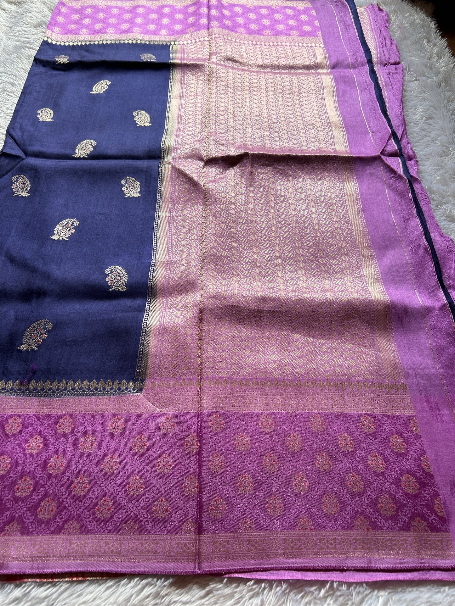 Soft Tussar (2D) : Deep blue-lavender