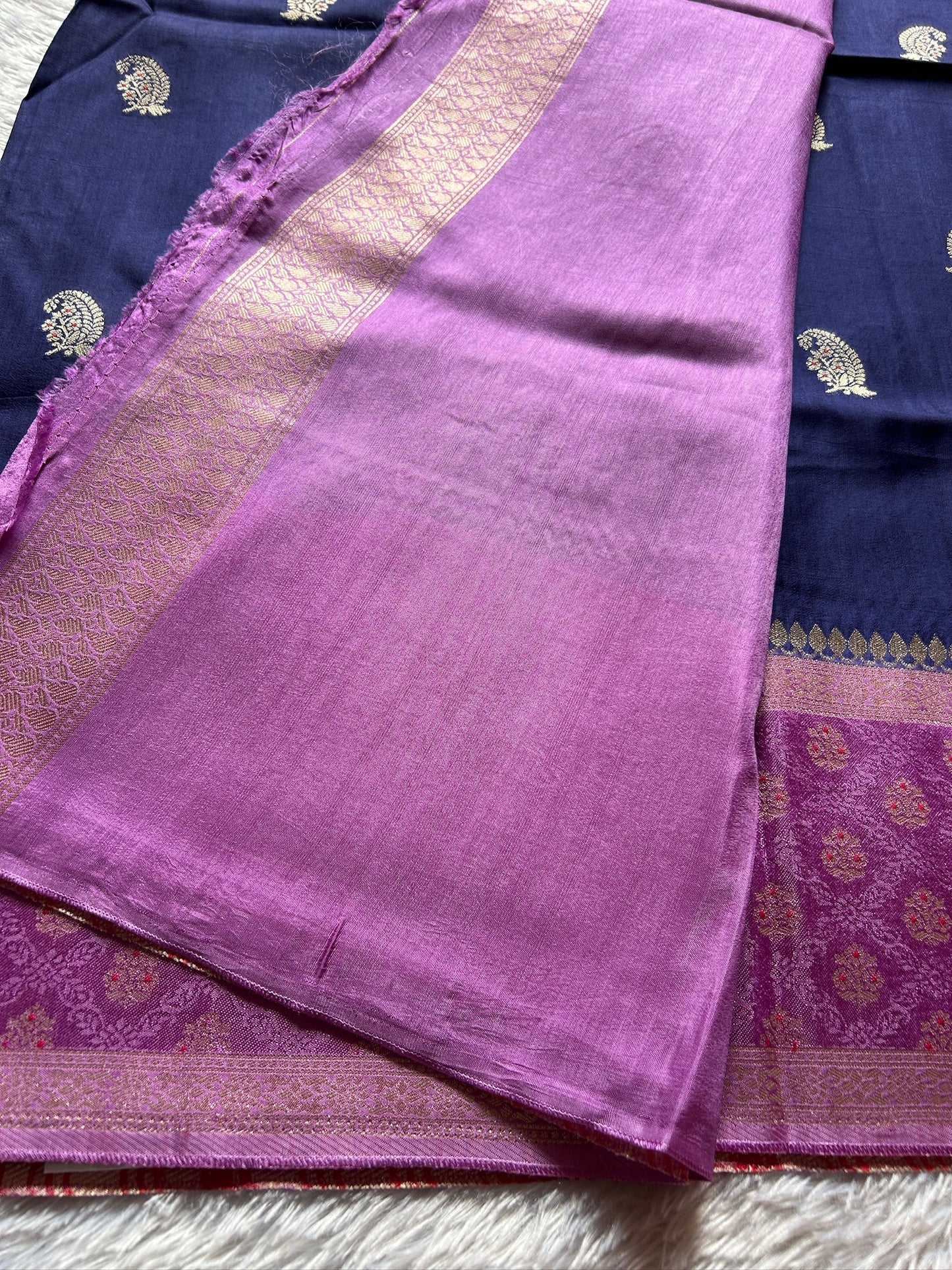Soft Tussar (2D) : Deep blue-lavender