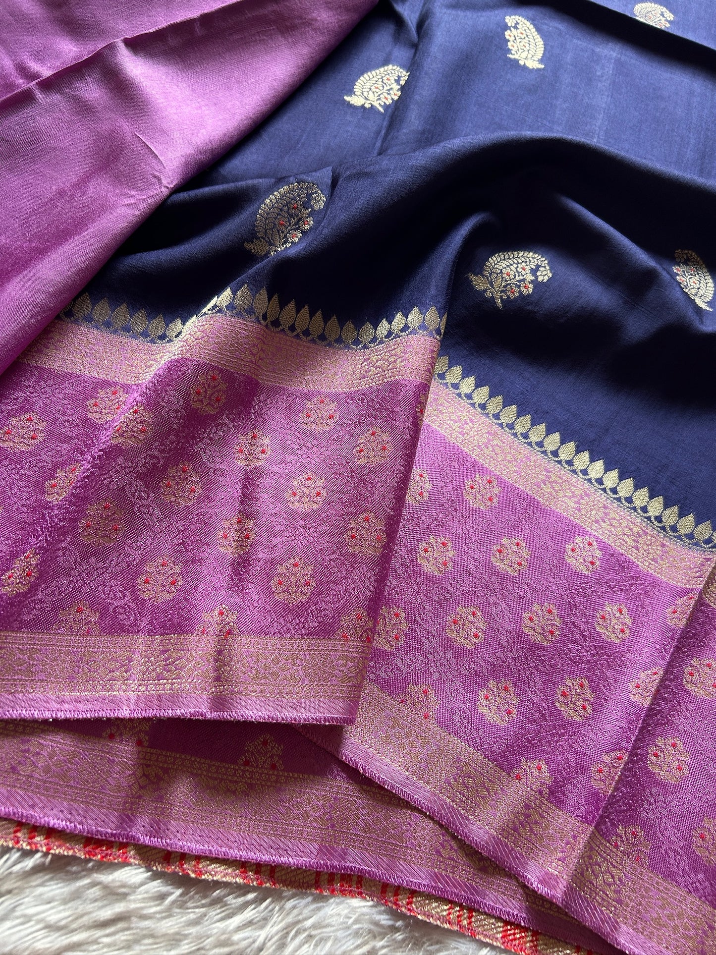 Soft Tussar (2D) : Deep blue-lavender