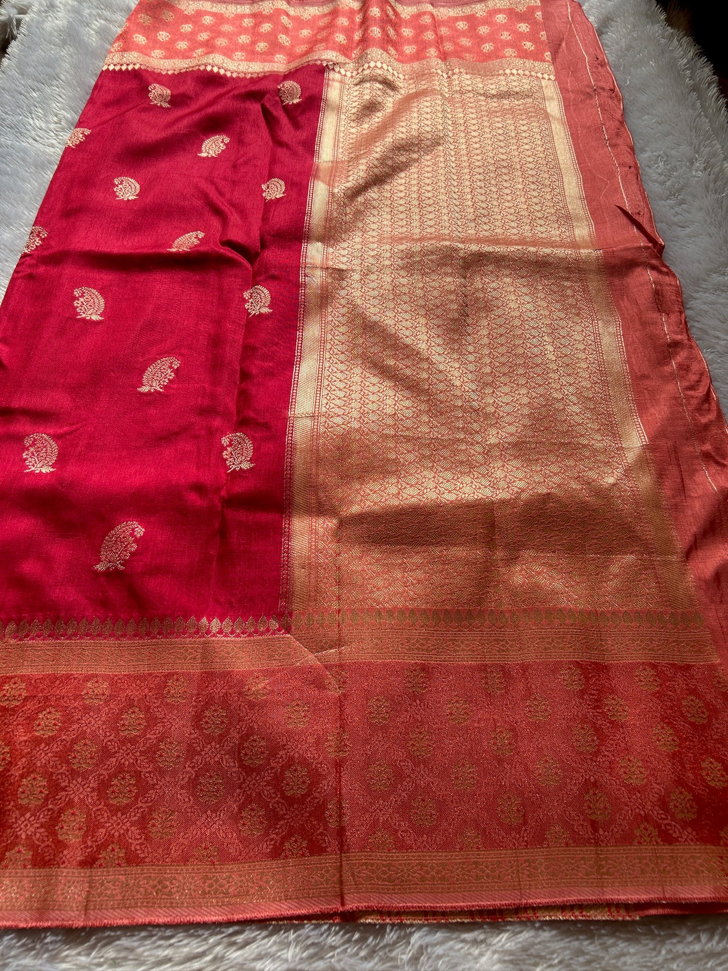 Soft Tussar (2D) : Red-peach