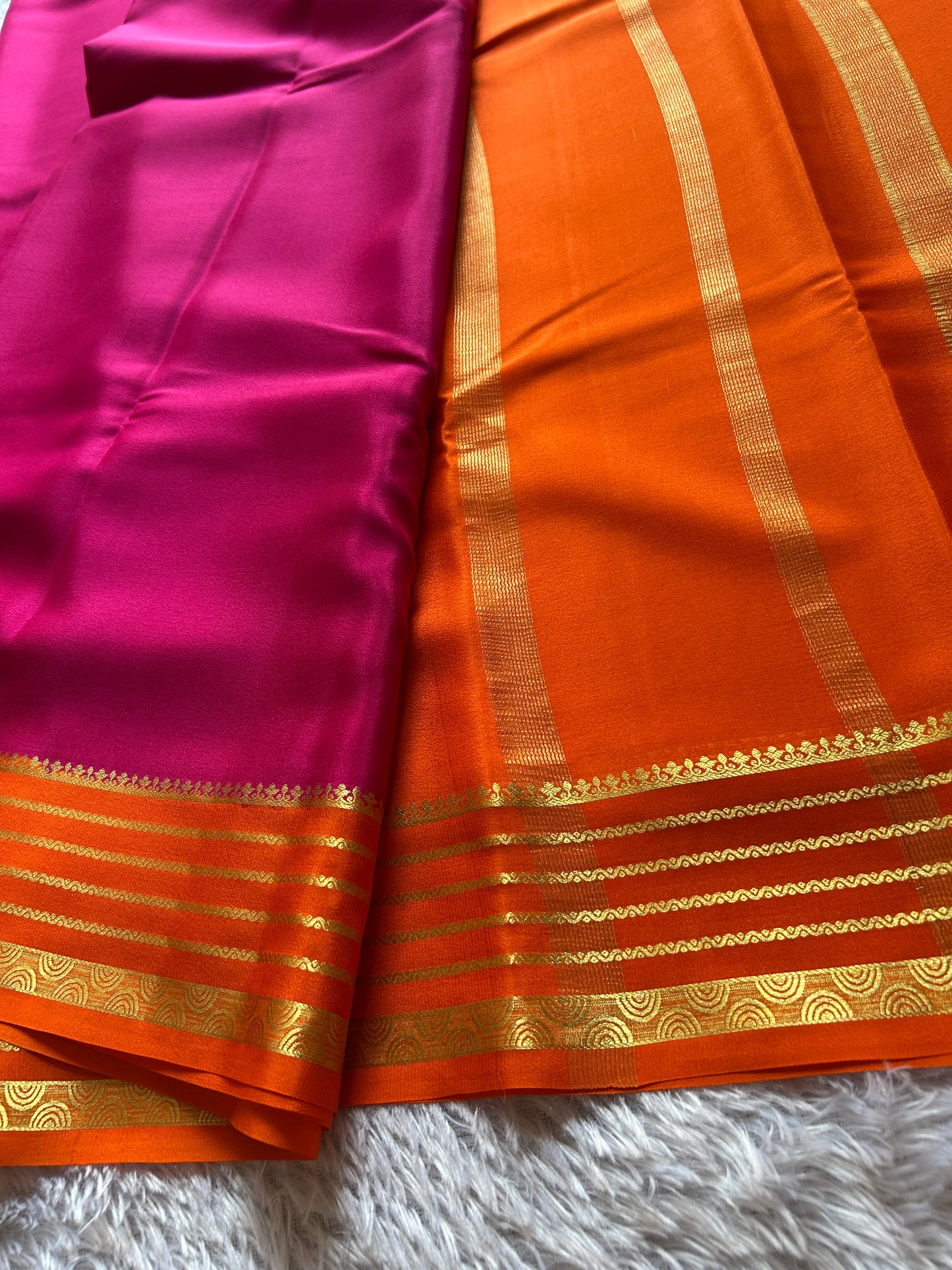Light weight pure crepe: Pink-orange