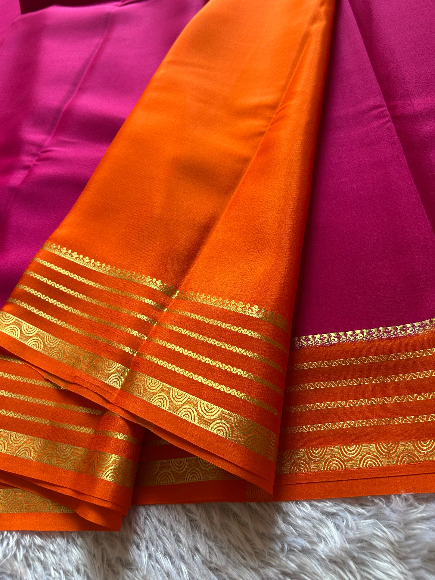 Light weight pure crepe: Pink-orange