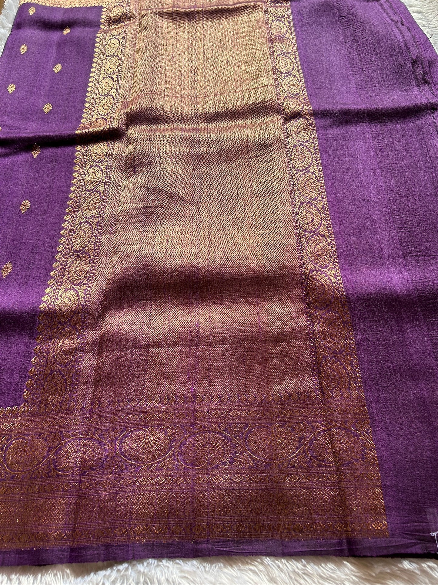 Banarasi Raw Tussar : Solid Dark Lavender