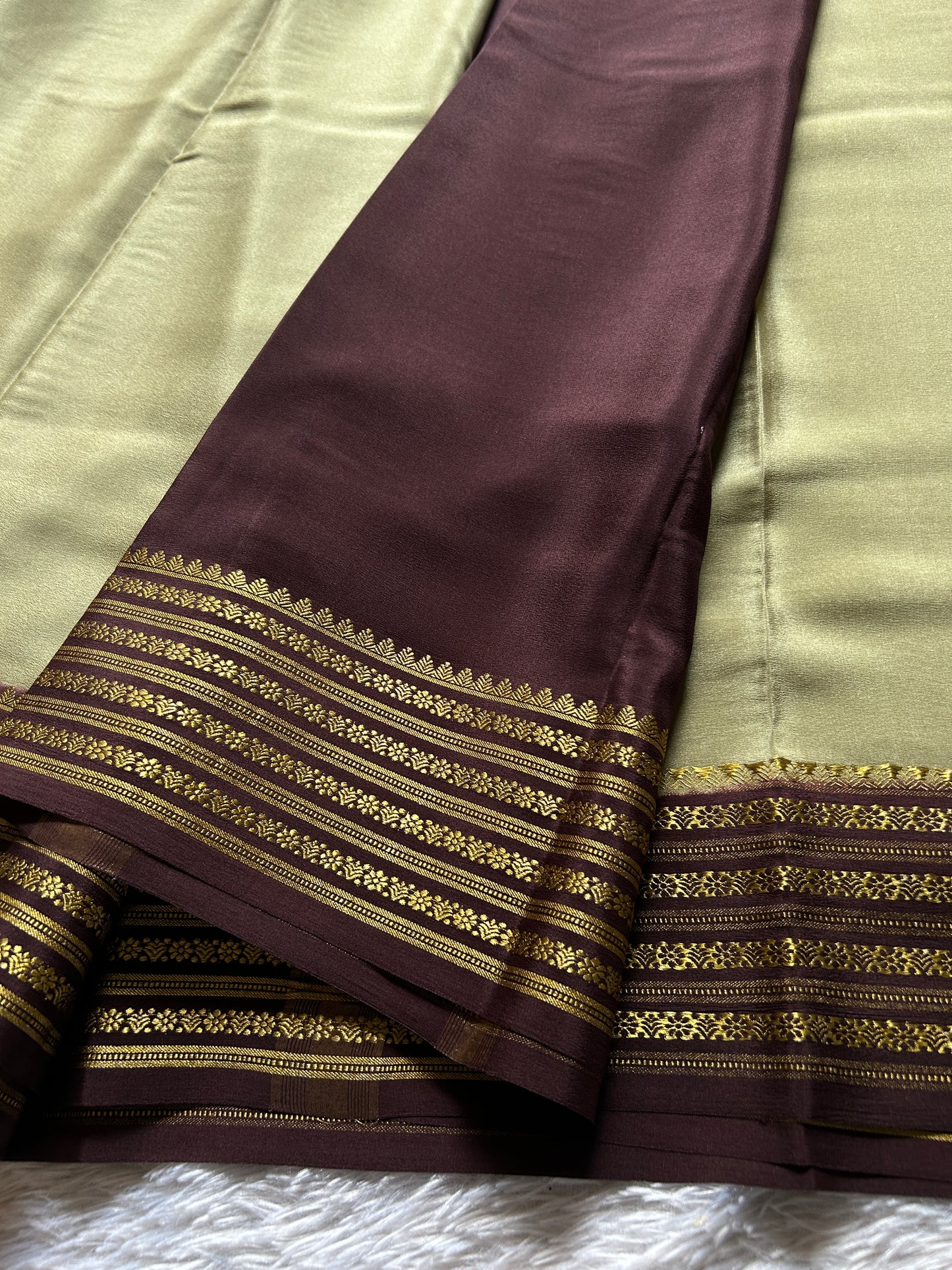 Poornima (2D) : Pastel sage green-chocolate brown