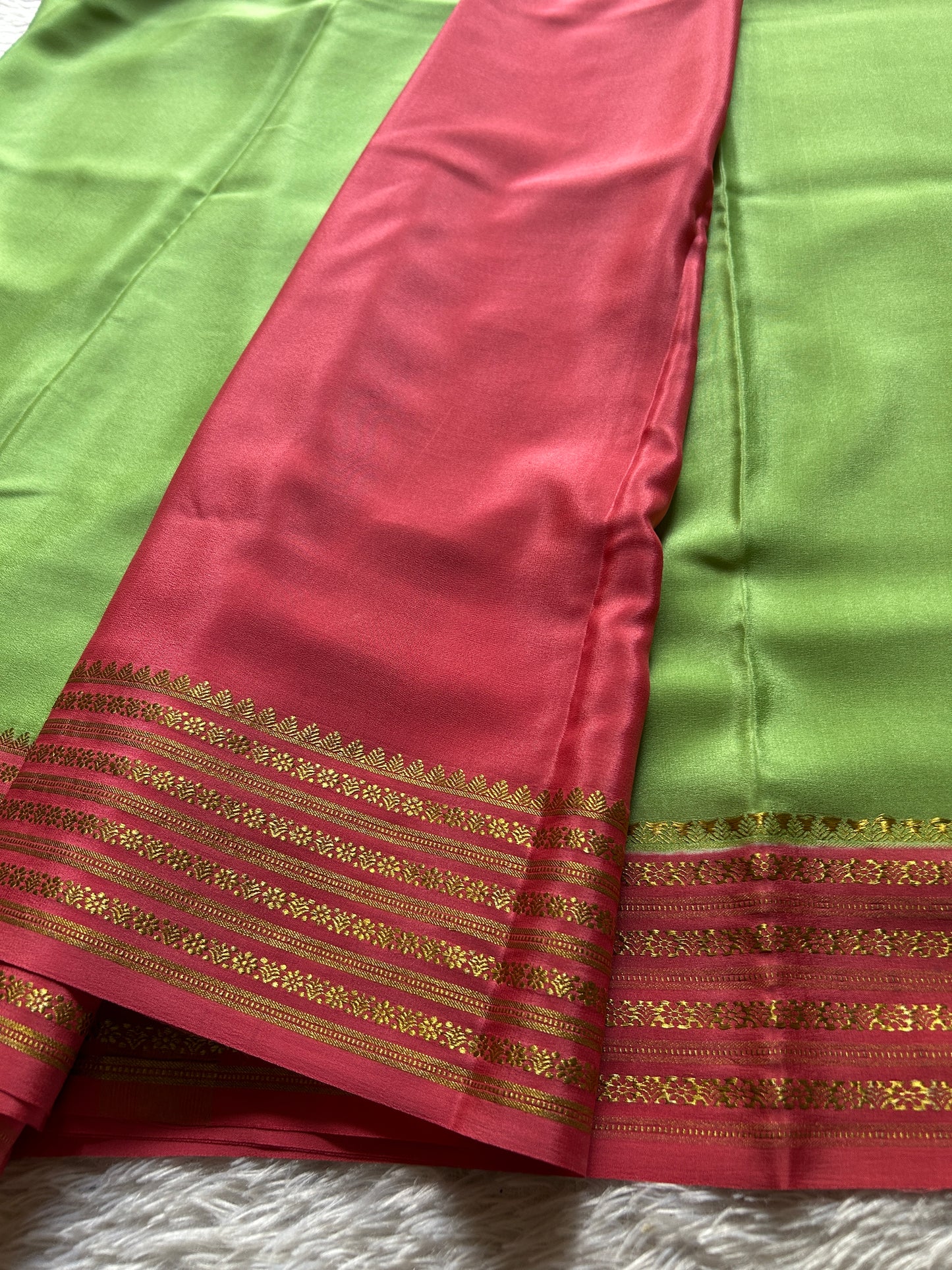 Poornima (2D) : Mint green-peach pink