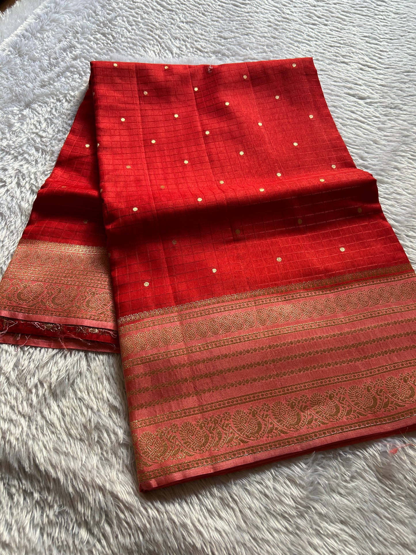 Semi Soft Silk (2D) : Red-peach