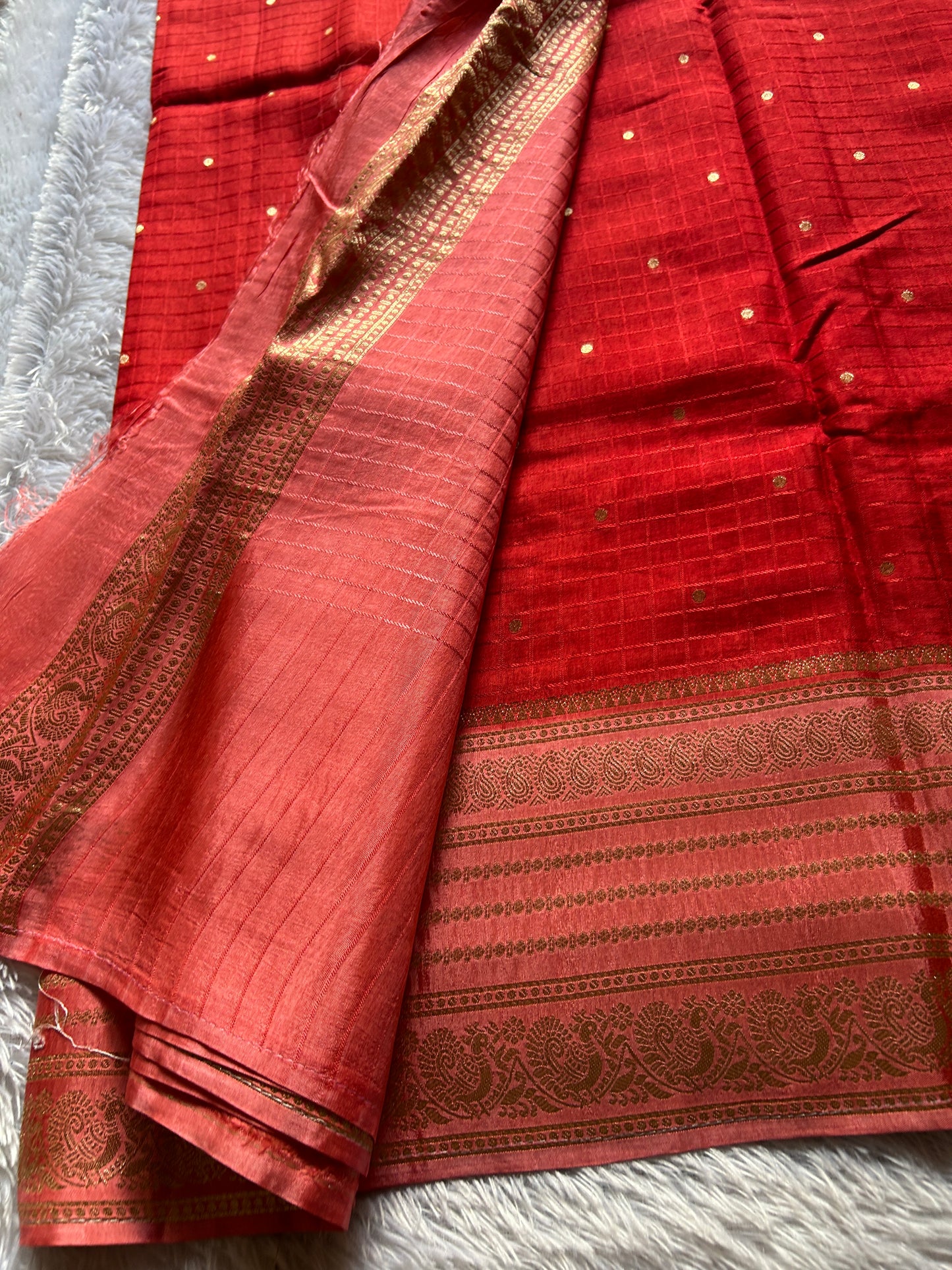 Semi Soft Silk (2D) : Red-peach
