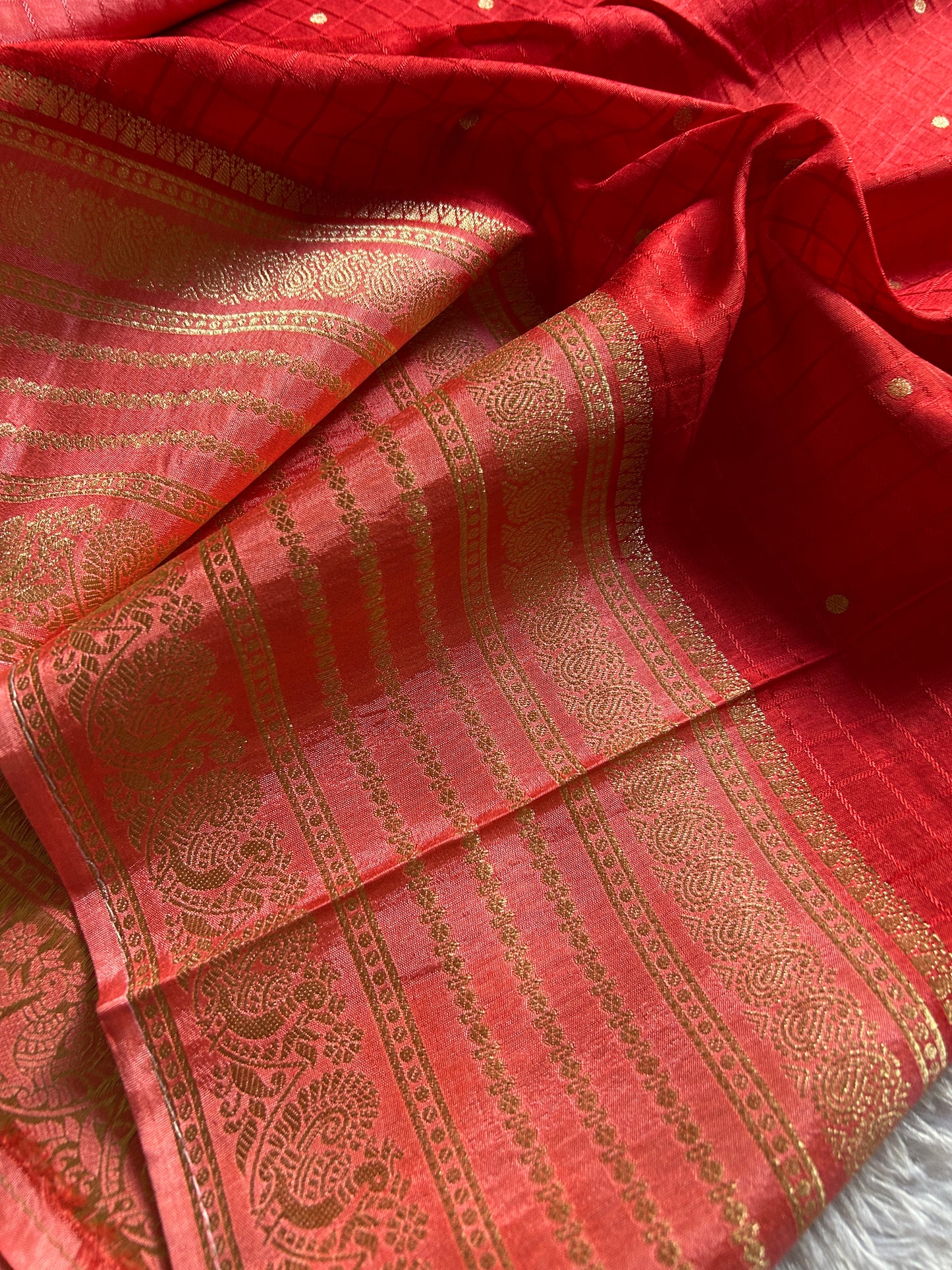 Semi Soft Silk (2D) : Red-peach
