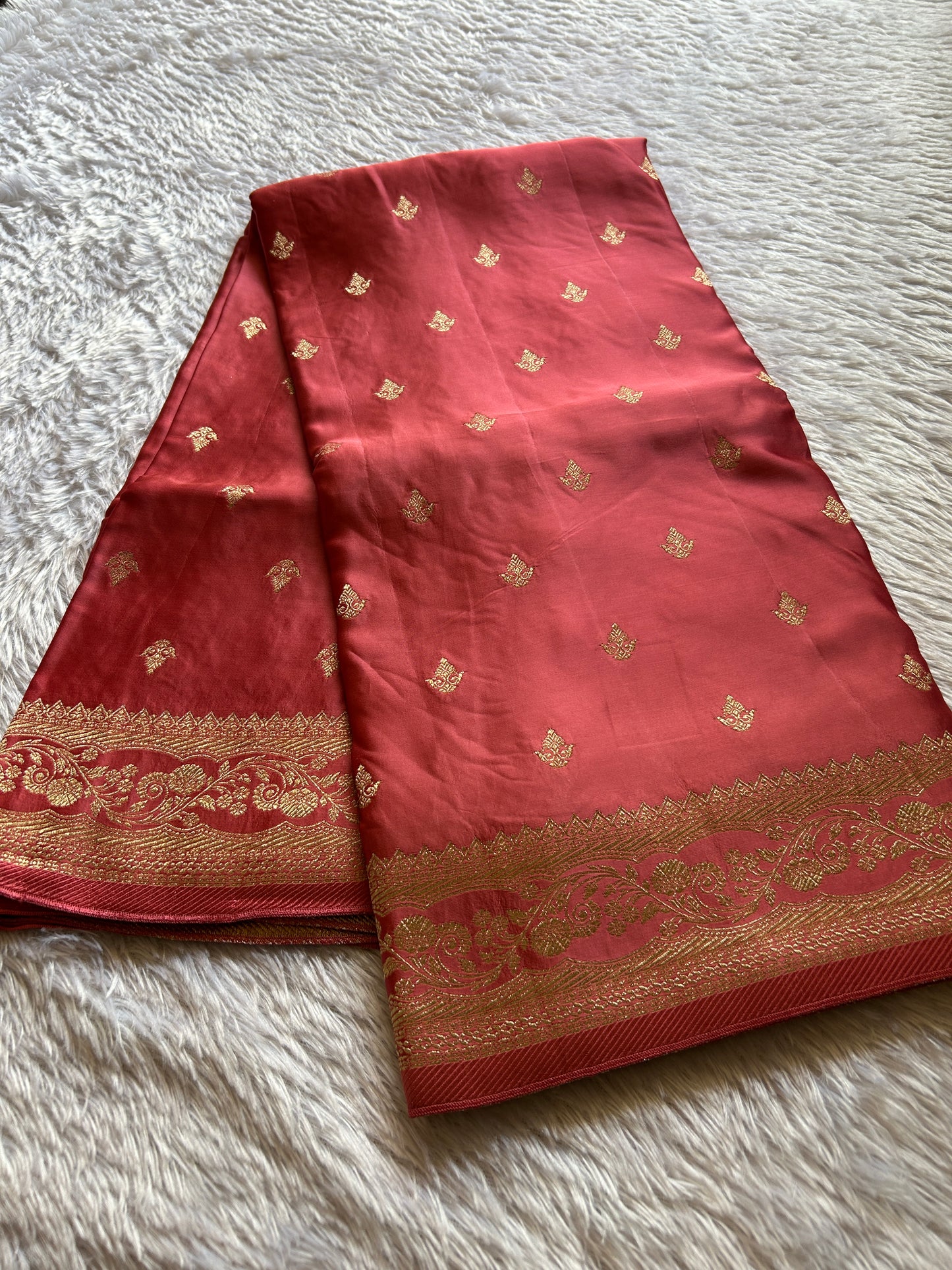 Soft Satin Mashru : Solid Rust orange