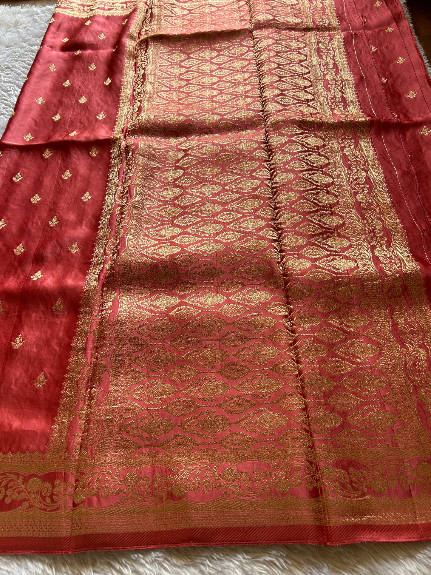 Soft Satin Mashru : Solid Rust orange
