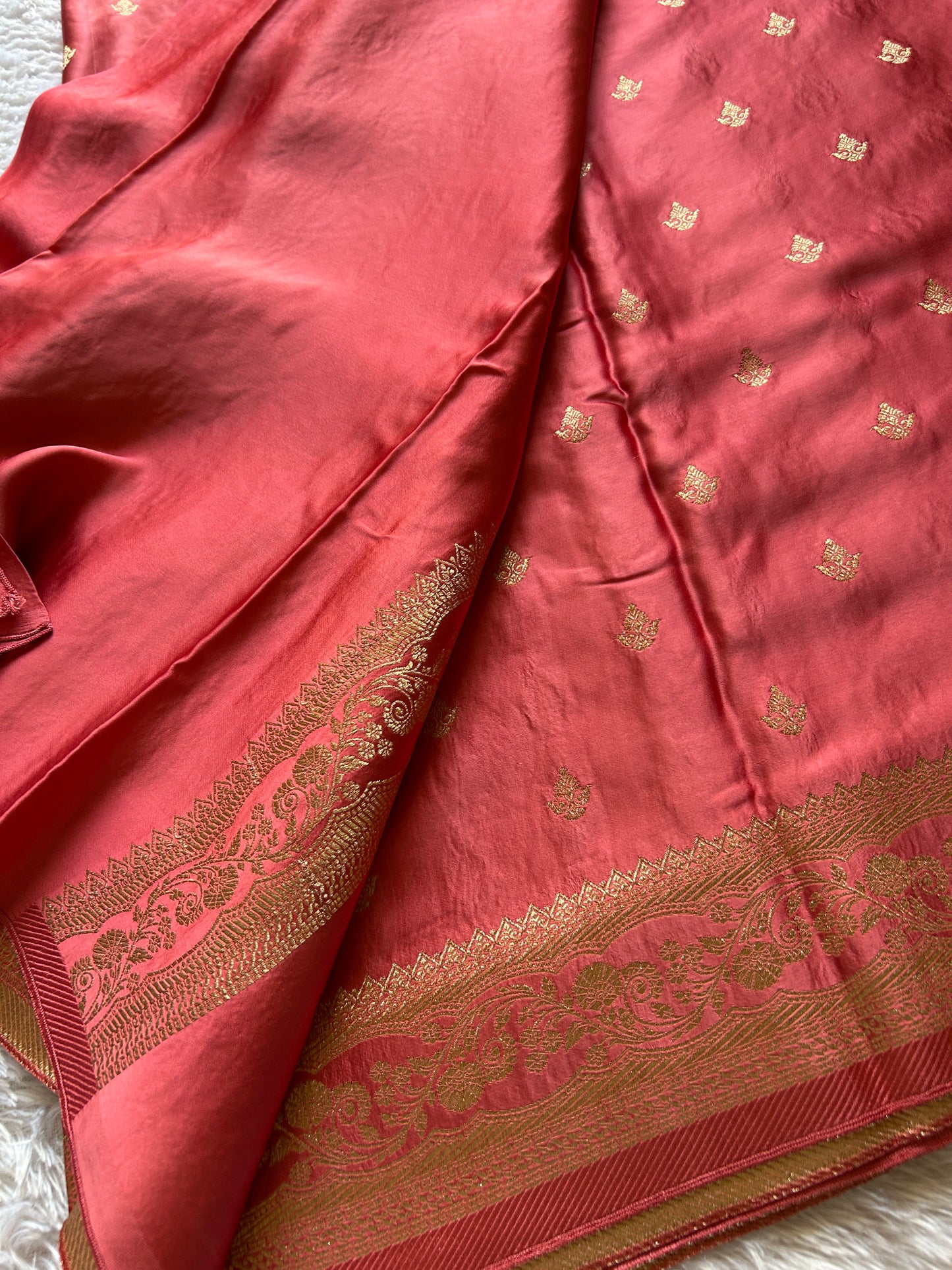 Soft Satin Mashru : Solid Rust orange