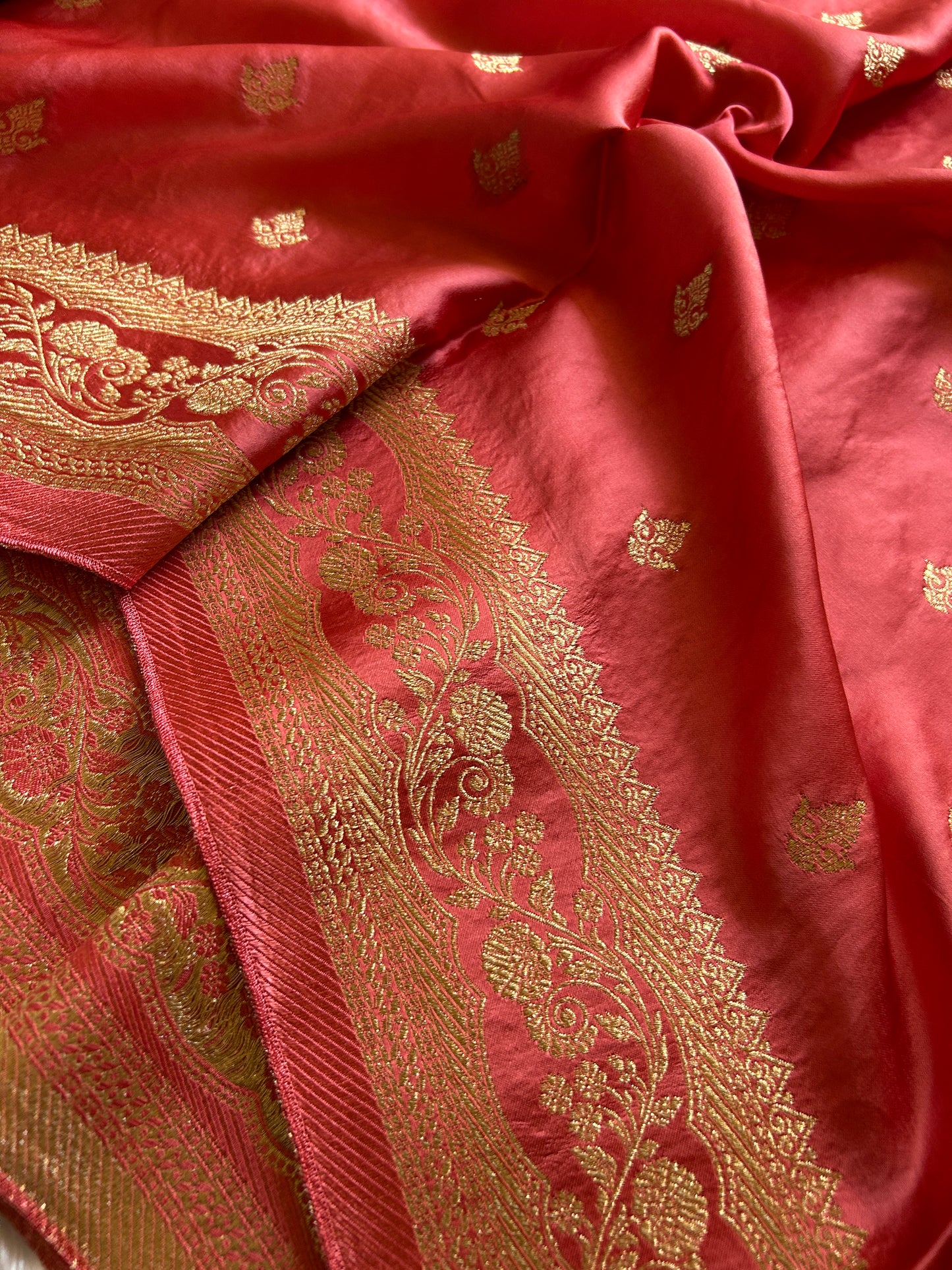 Soft Satin Mashru : Solid Rust orange