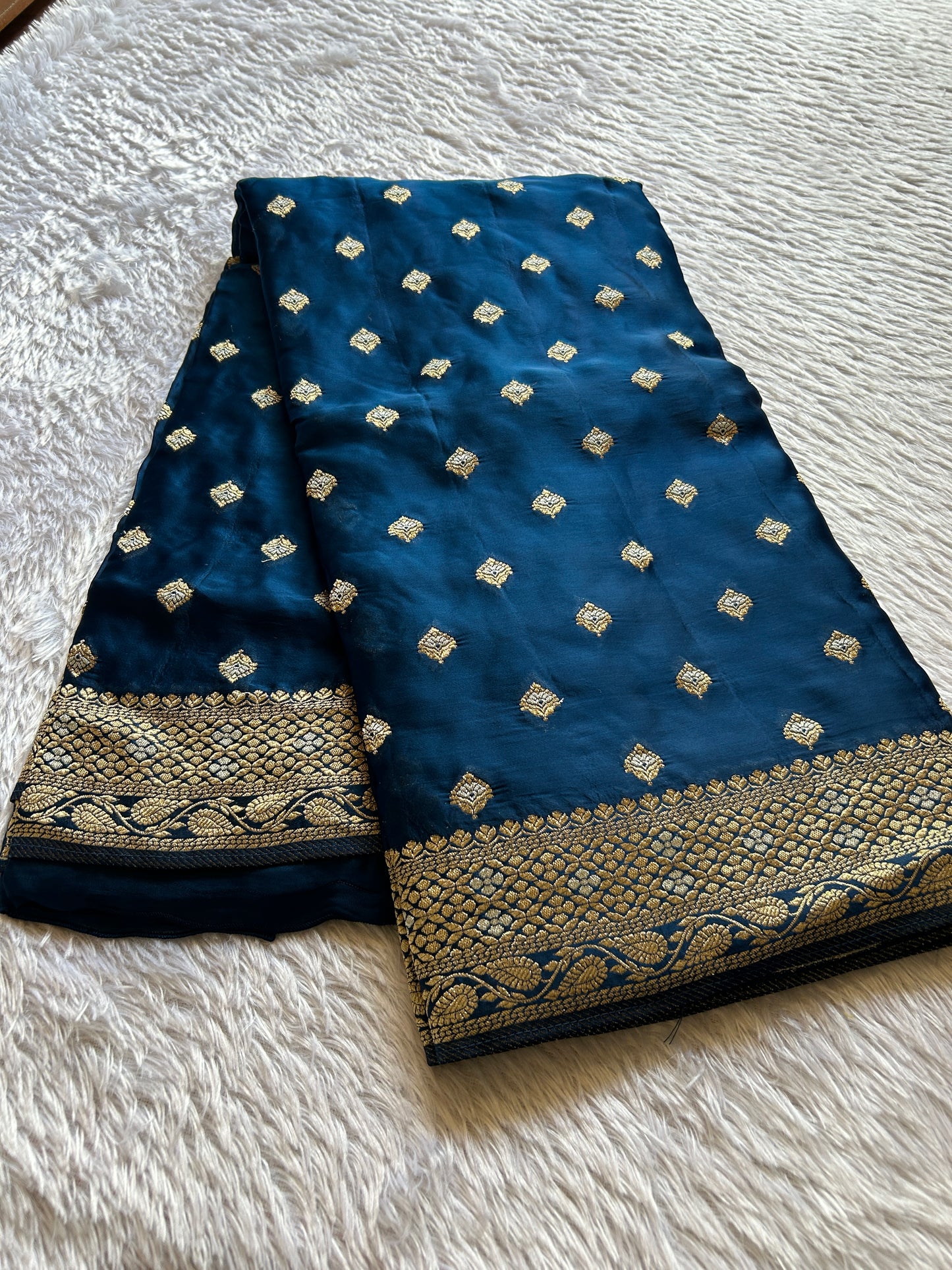 Soft Satin Mashru : Solid Sapphire blue