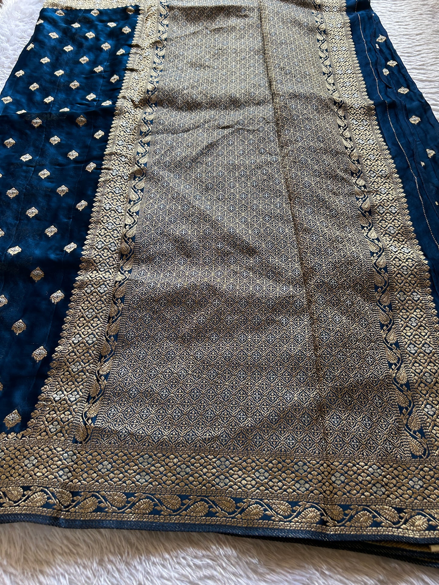Soft Satin Mashru : Solid Sapphire blue