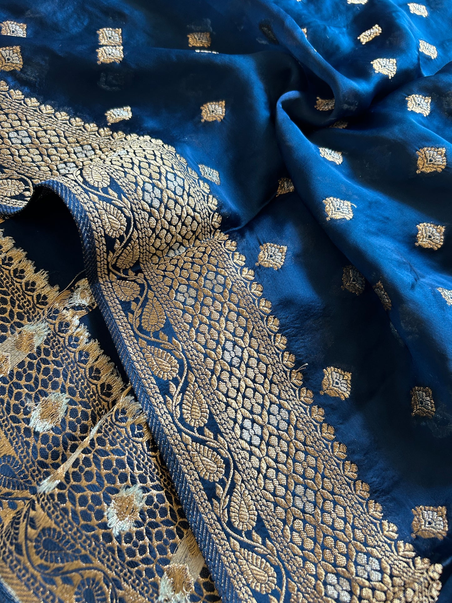 Soft Satin Mashru : Solid Sapphire blue
