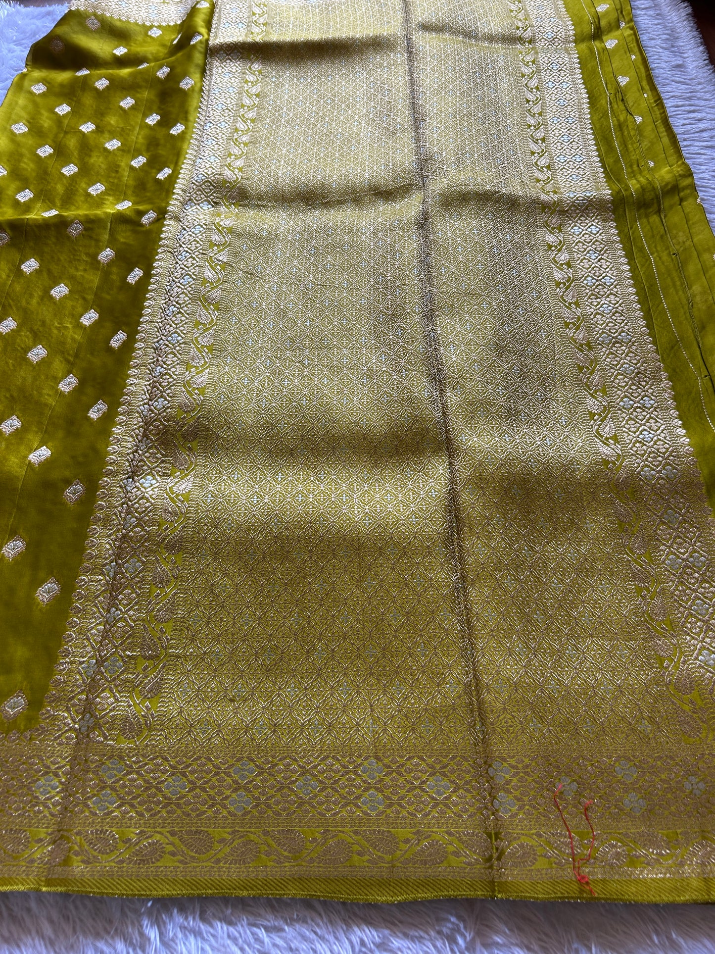 Soft Satin Mashru : Solid Olive yellow