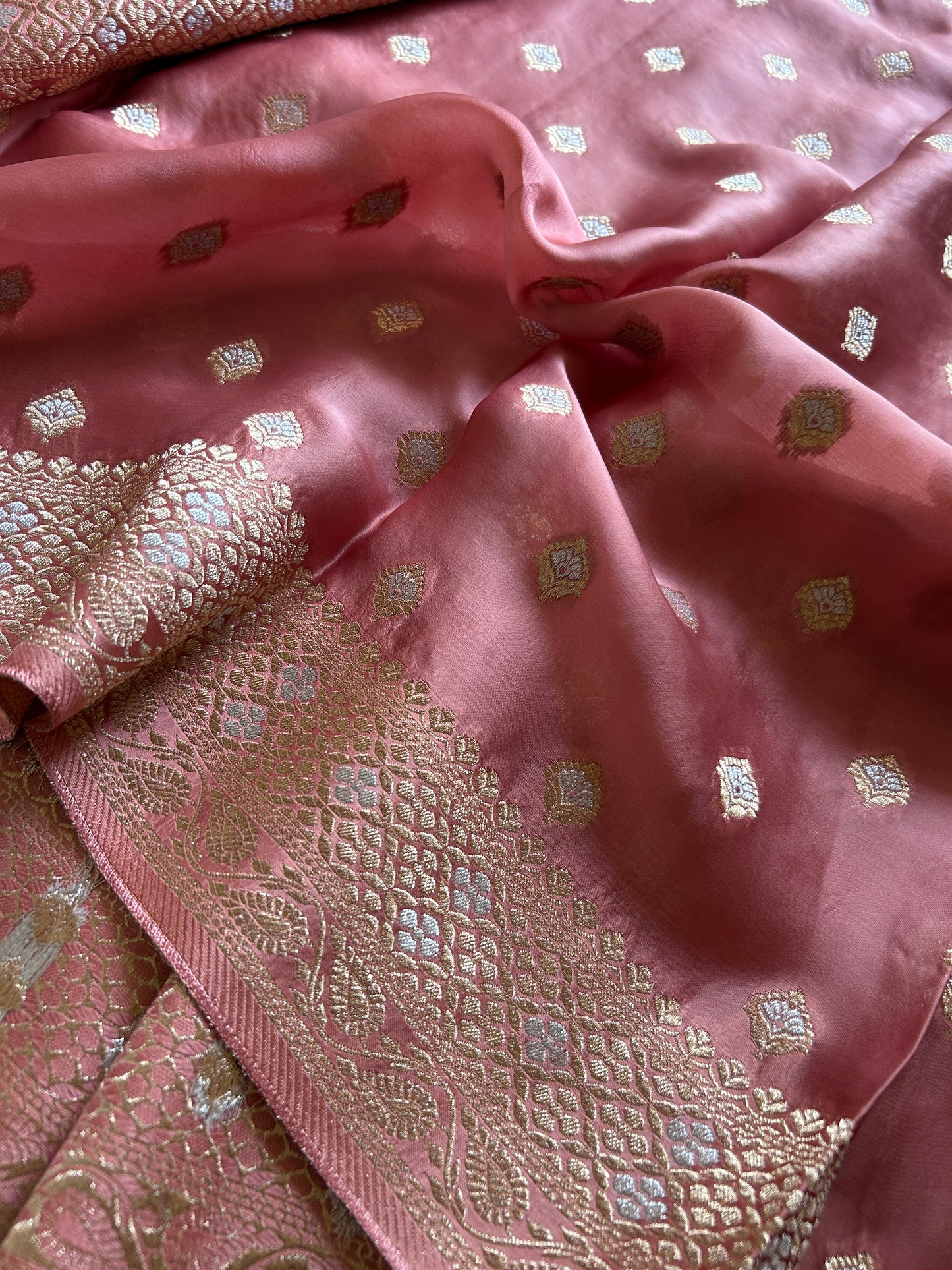 Soft Satin Mashru : Solid Rose pink