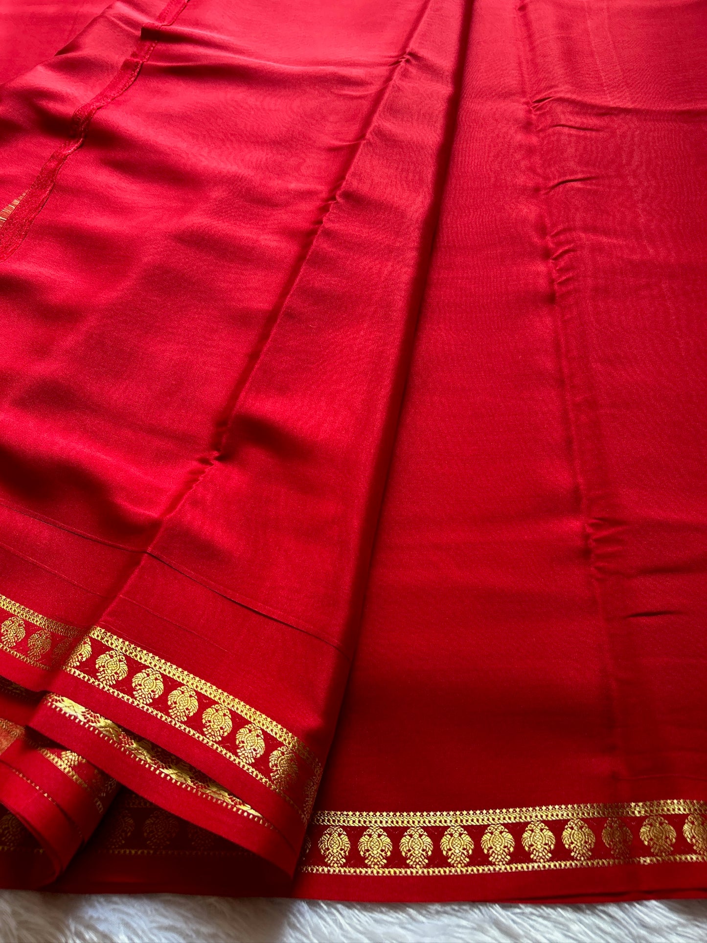 Pure CSS Zari Mysore crepe silk : Red