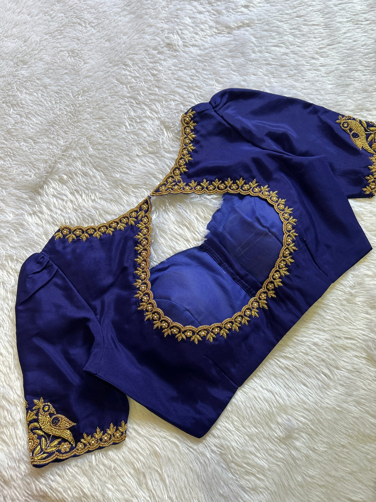 Navy Blue Hand Embroidered Blouse