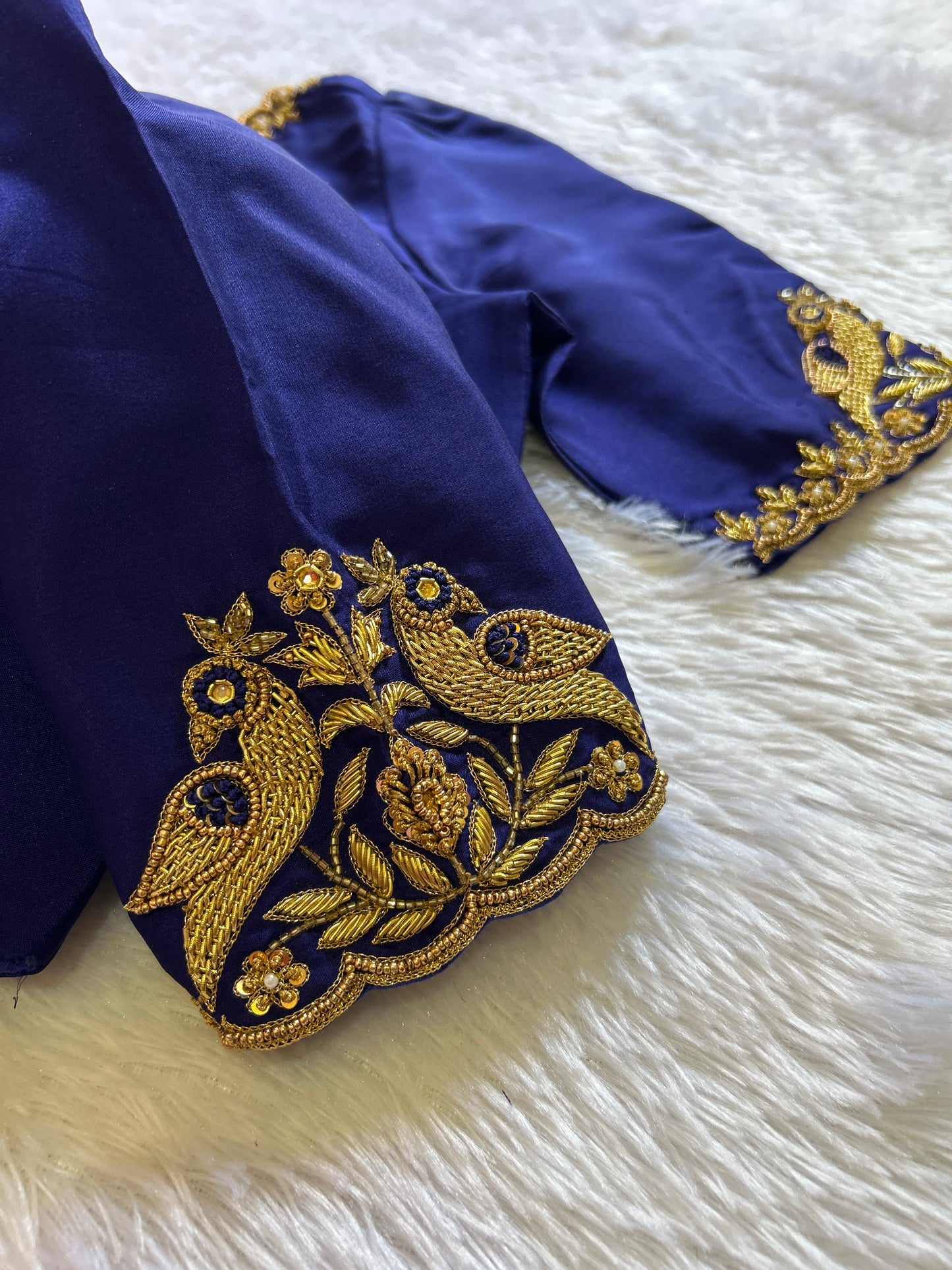 Navy Blue Hand Embroidered Blouse