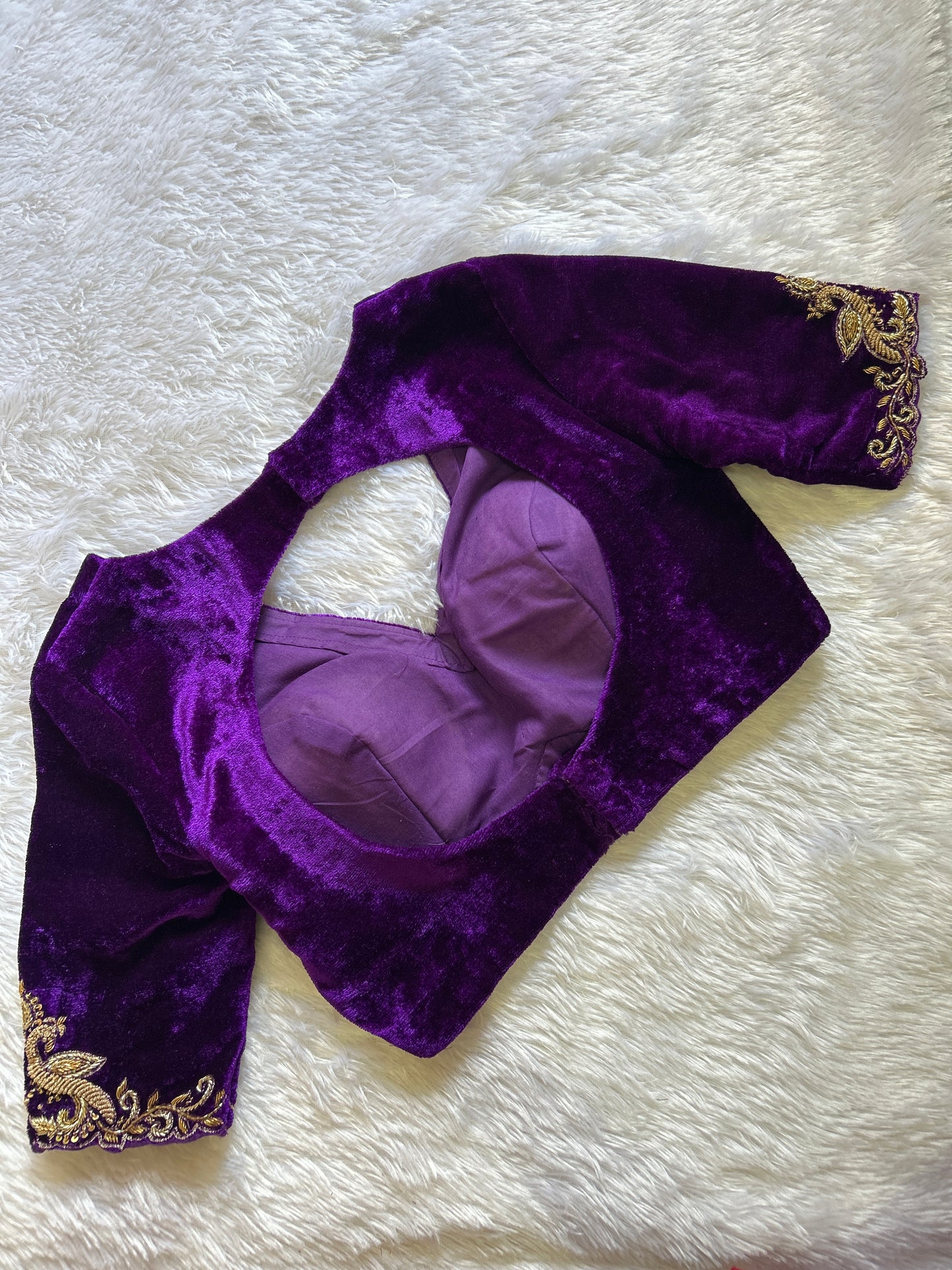 Dark Purple Hand Embroidered Blouse