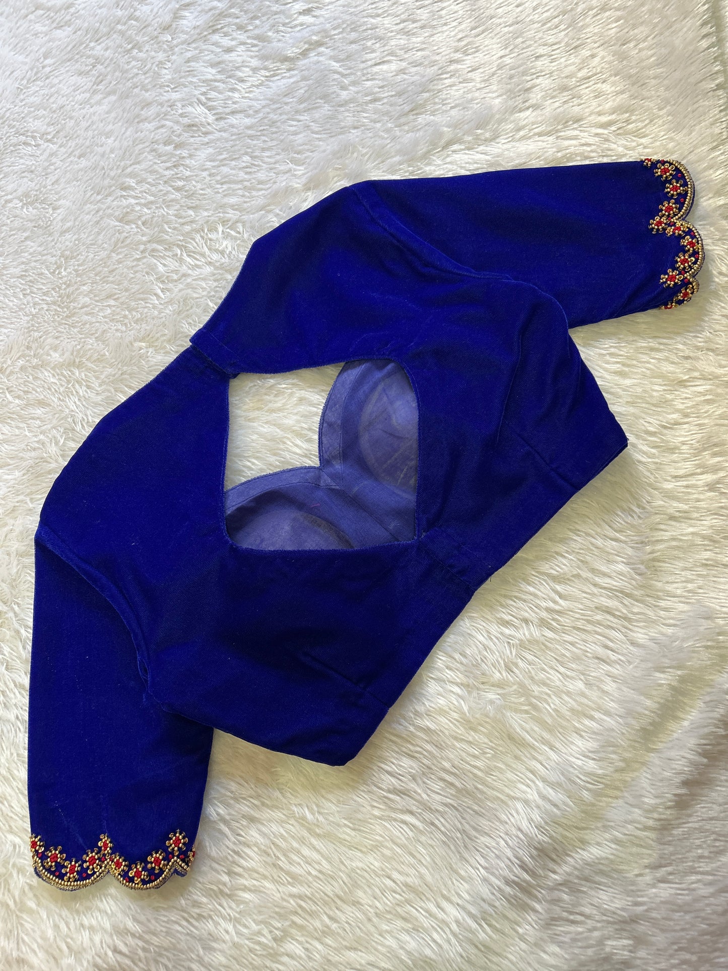 Dark Blue Hand Embroidered Blouse