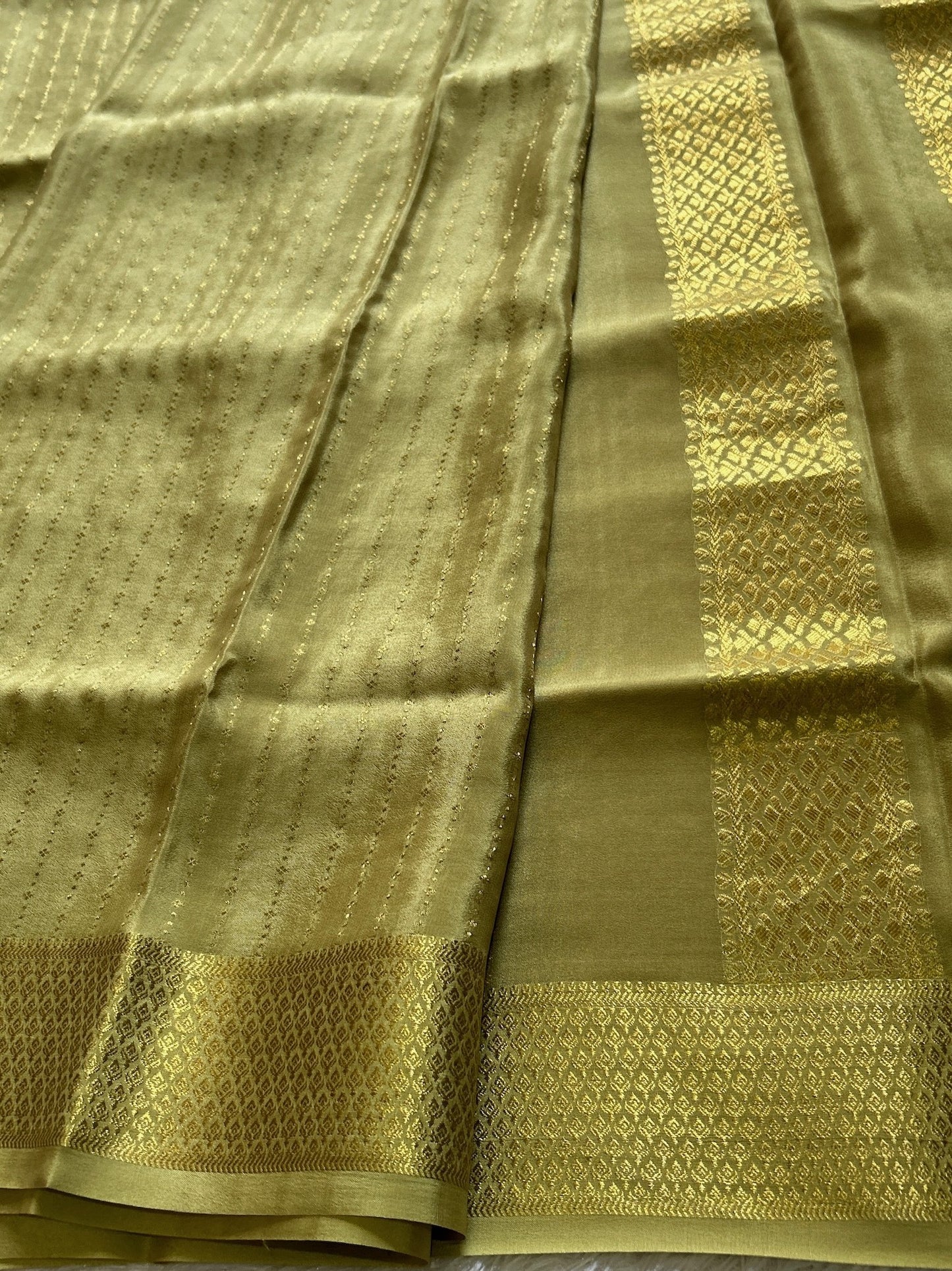 Light Olive pure Mysore crepe silk