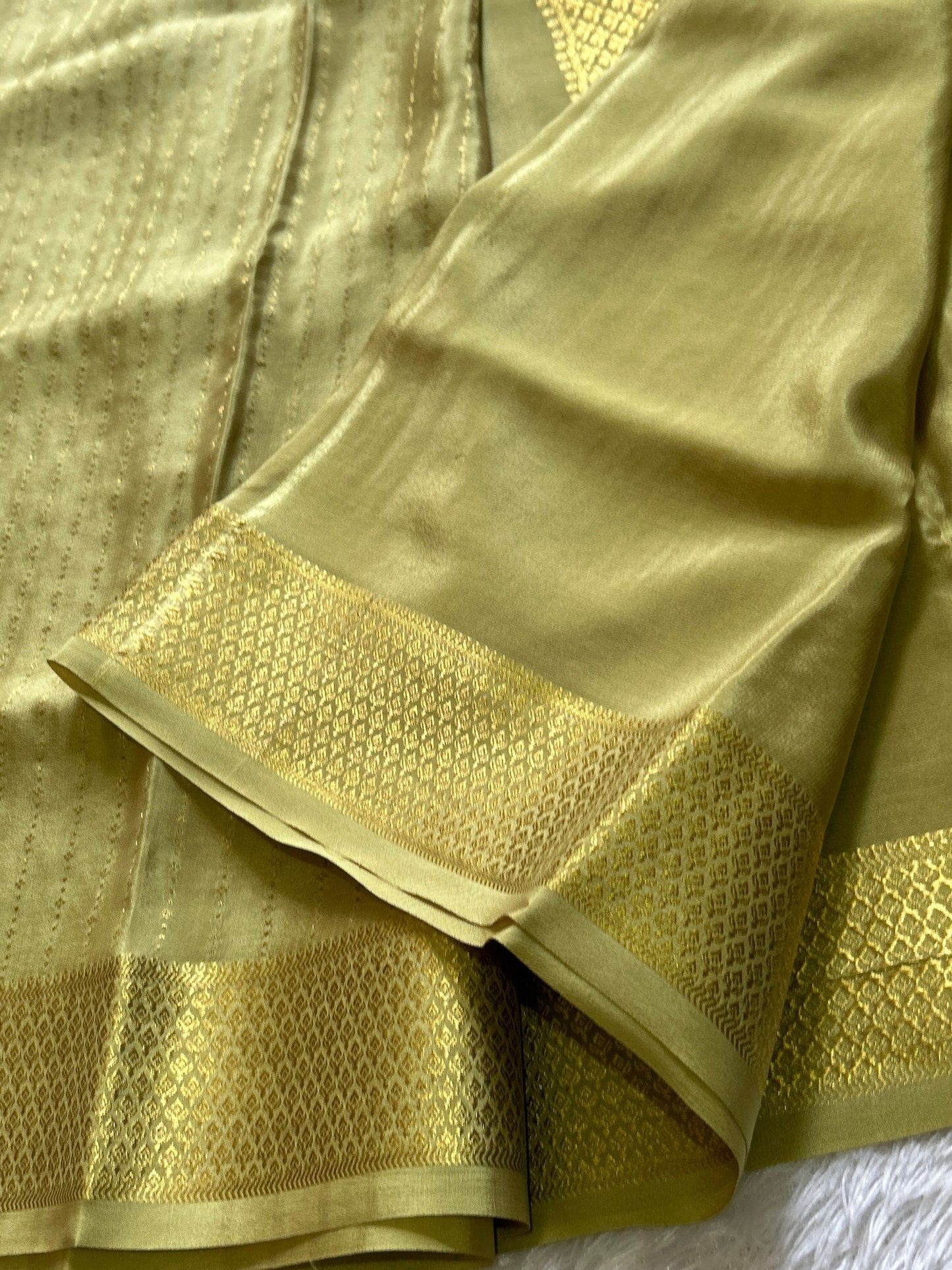Light Olive pure Mysore crepe silk