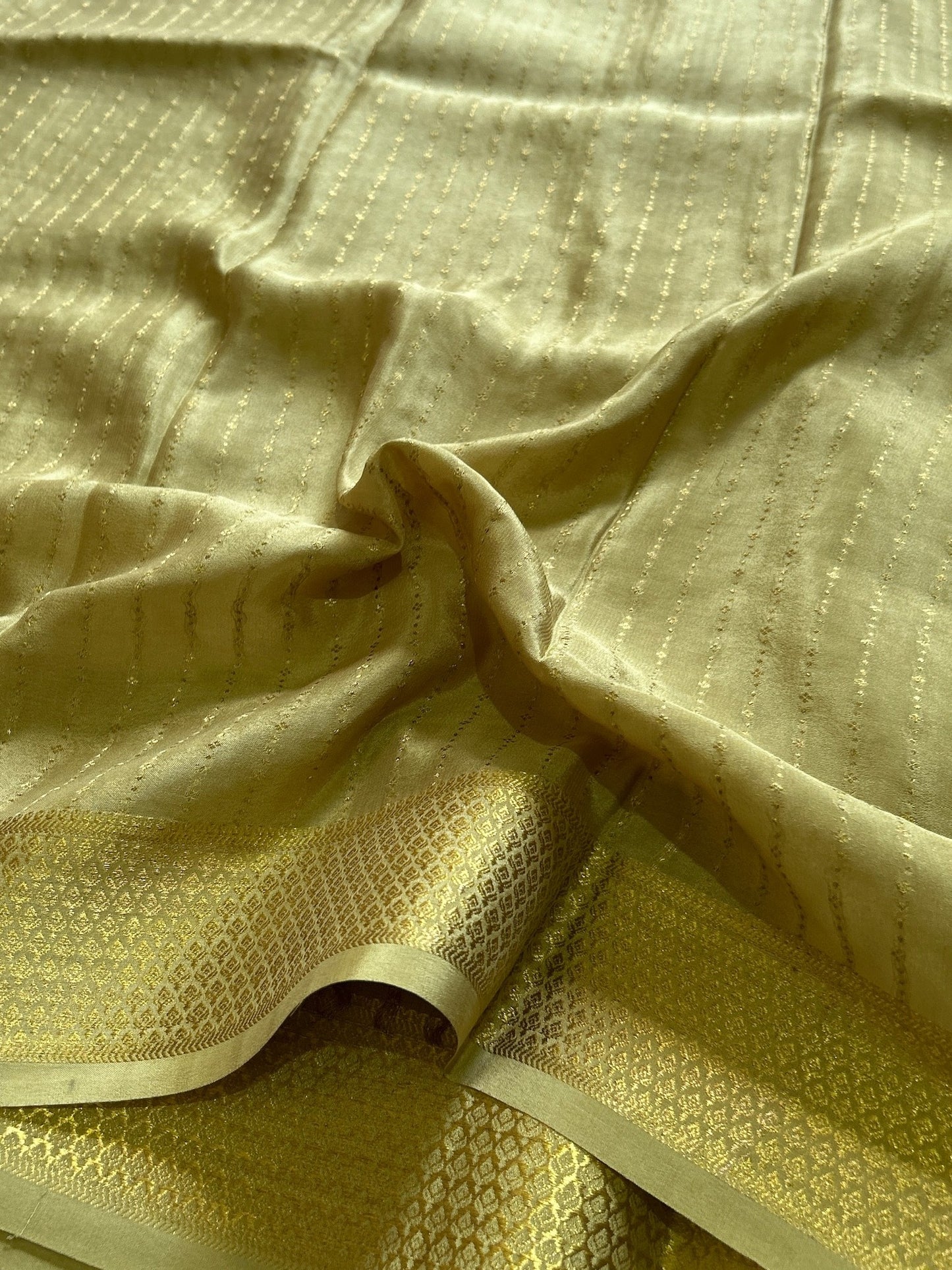 Light Olive pure Mysore crepe silk