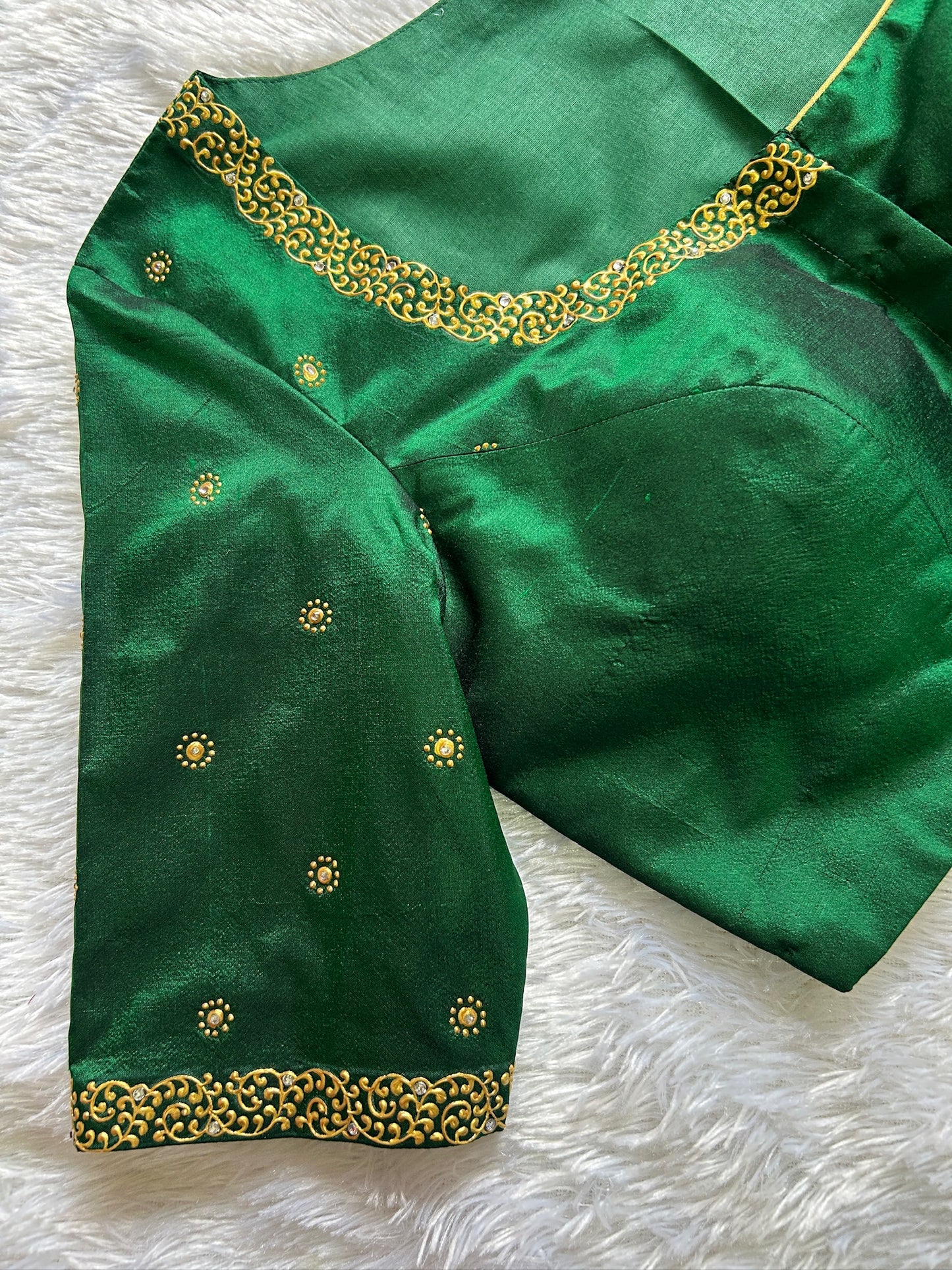 Dark Green Hand Painted Blouse