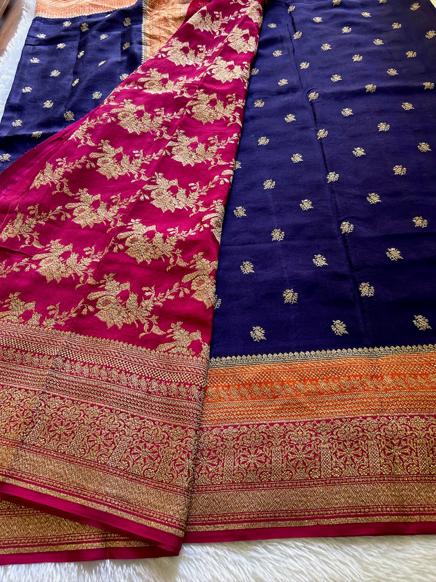 Trishika (3D): Navy blue-orange-pink