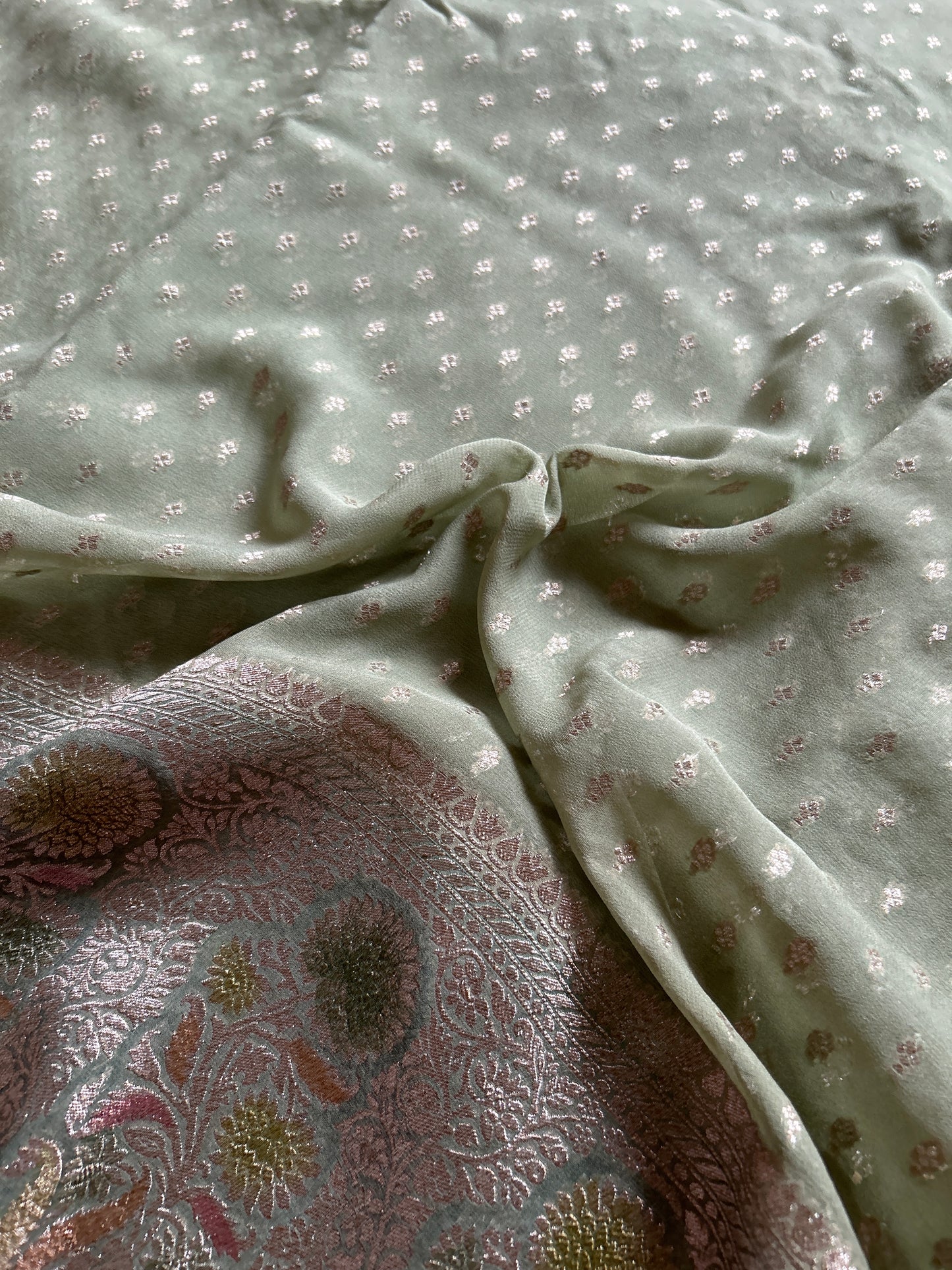 Pure Chiffon Georgette (2D) : Sage green-mint green