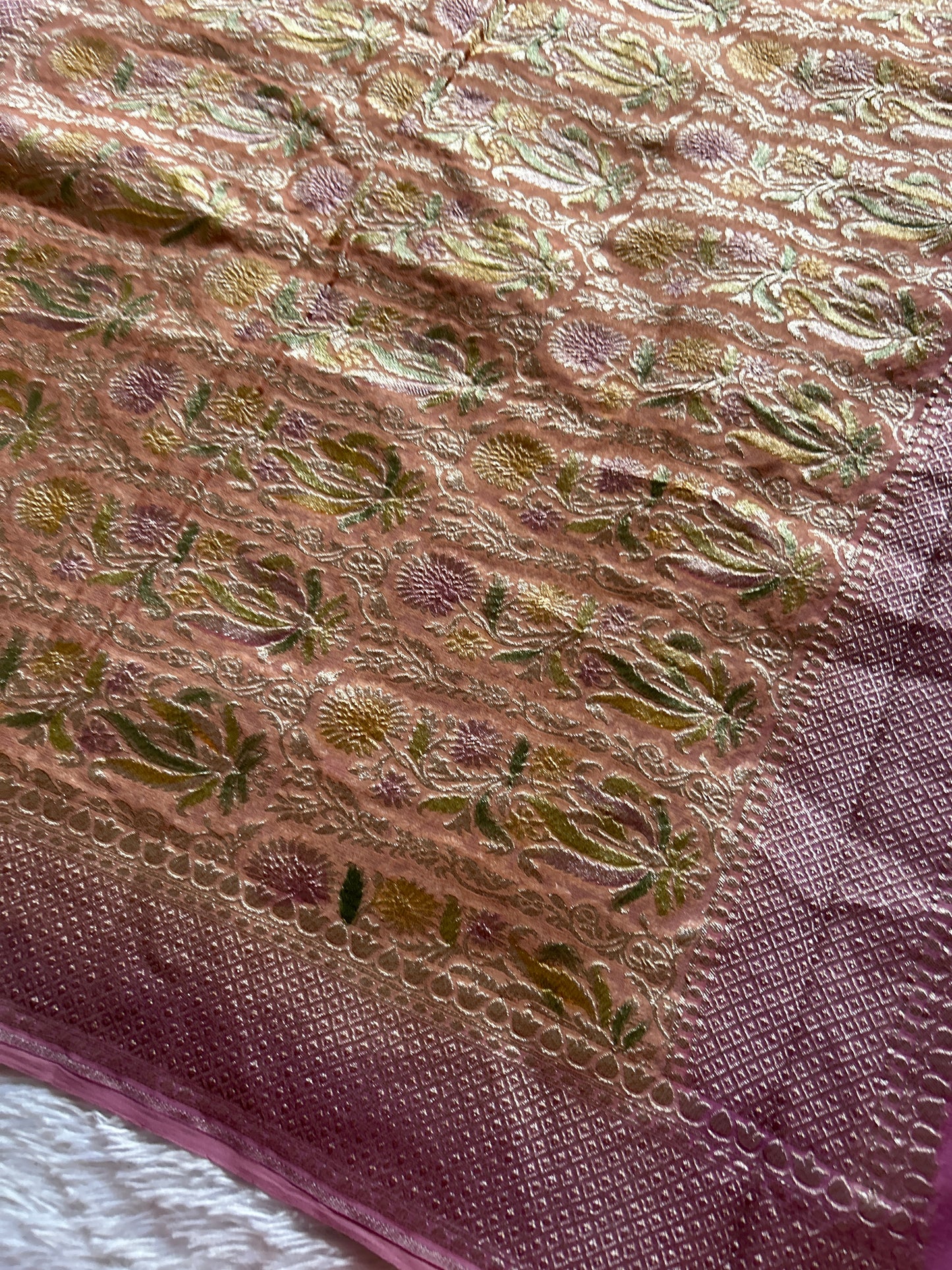 Pure Chiffon Georgette (2D) : Pastel pink-rose pink