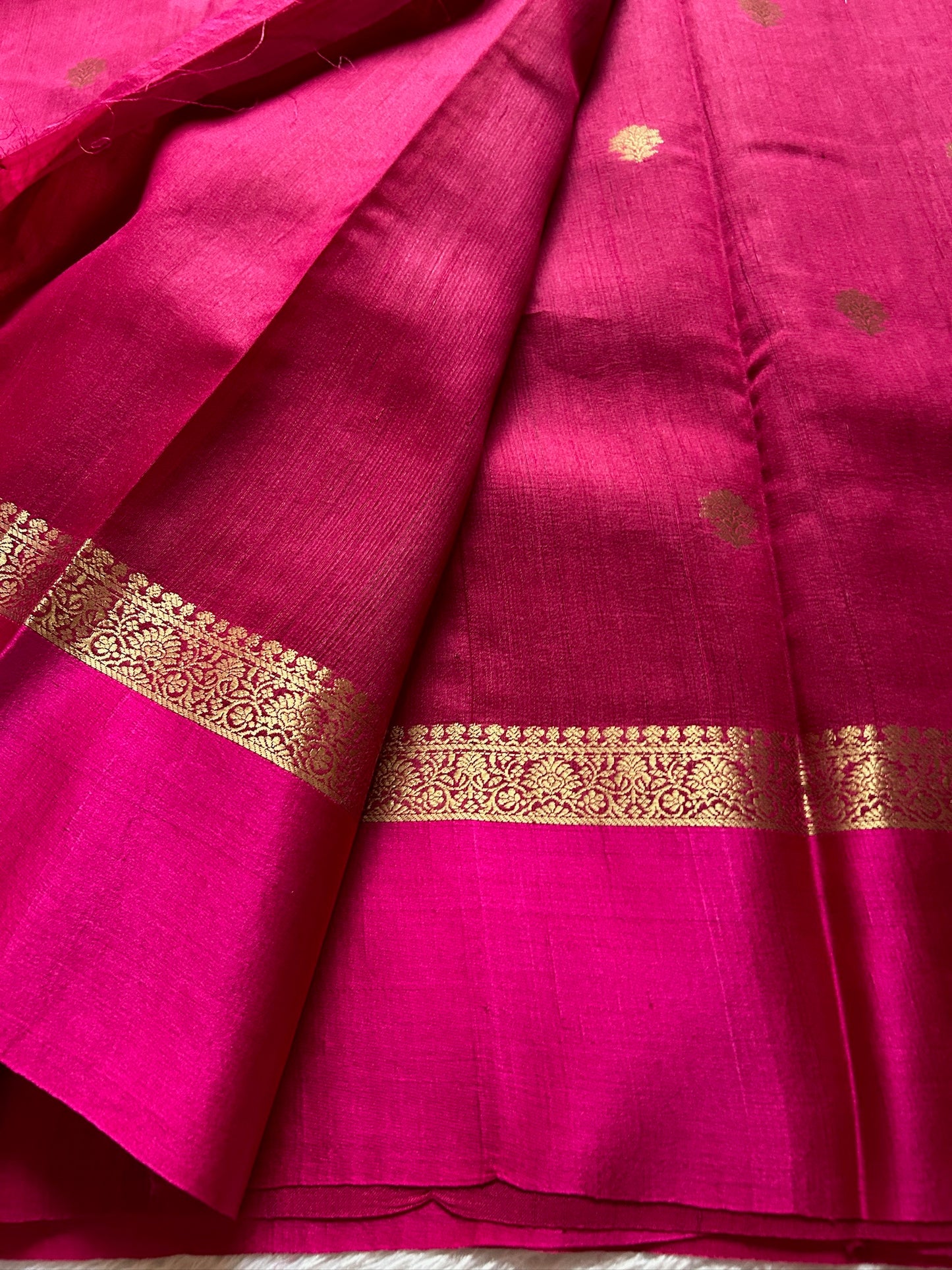 Pure Raw Tussar Georgette : Solid pink