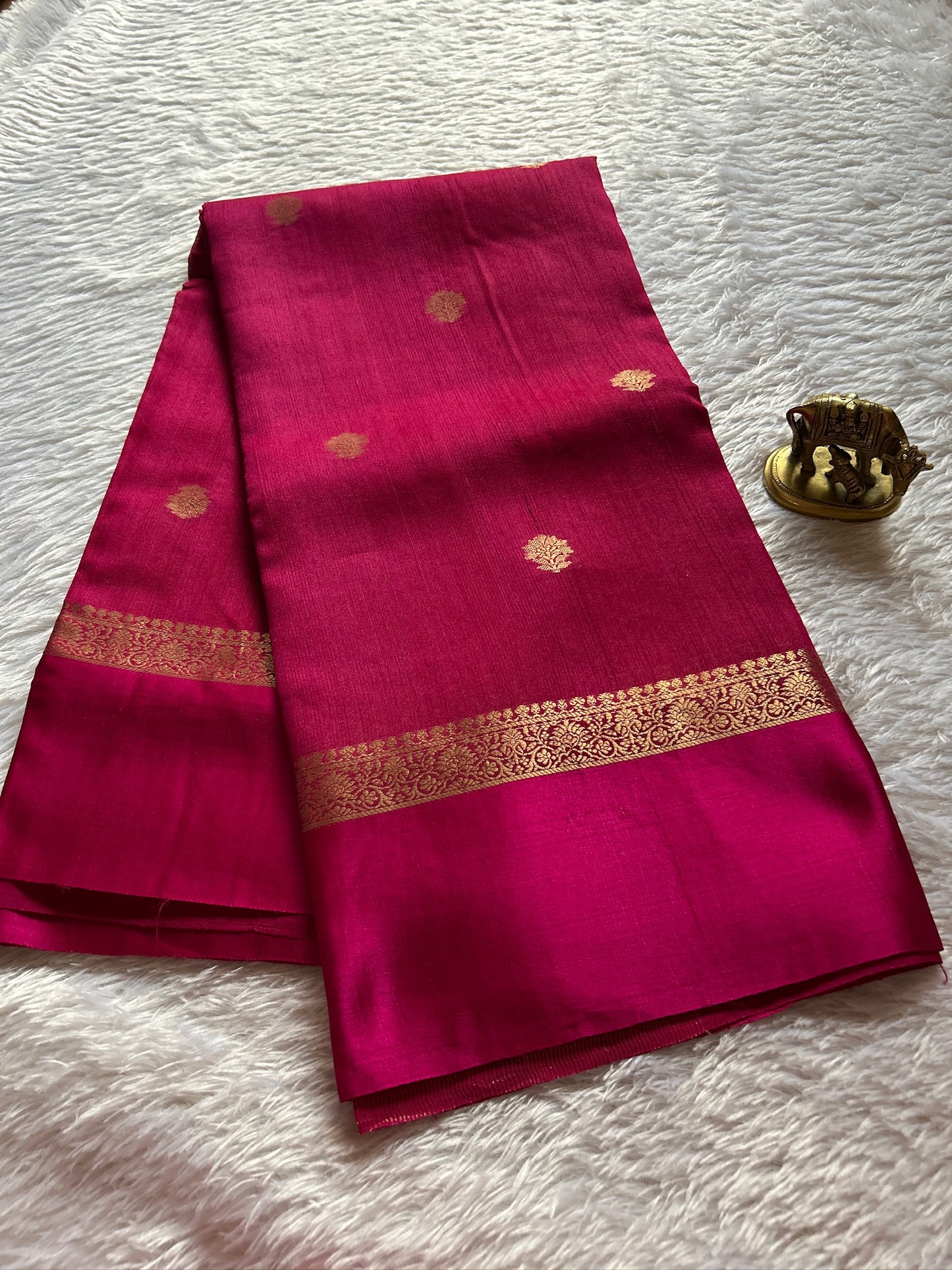 Pure Raw Tussar Georgette : Solid pink
