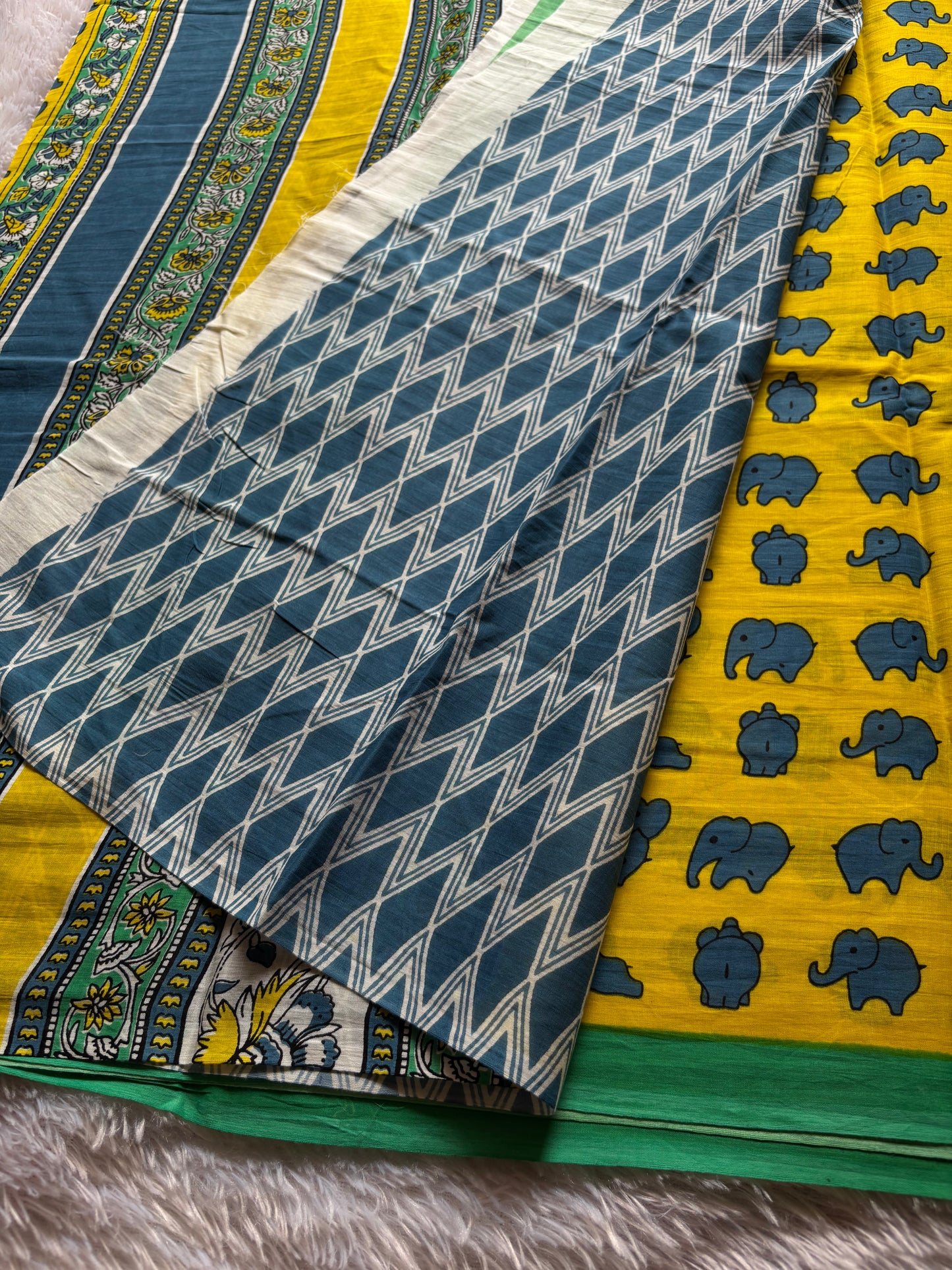 Mulmul : Printed Golden yellow