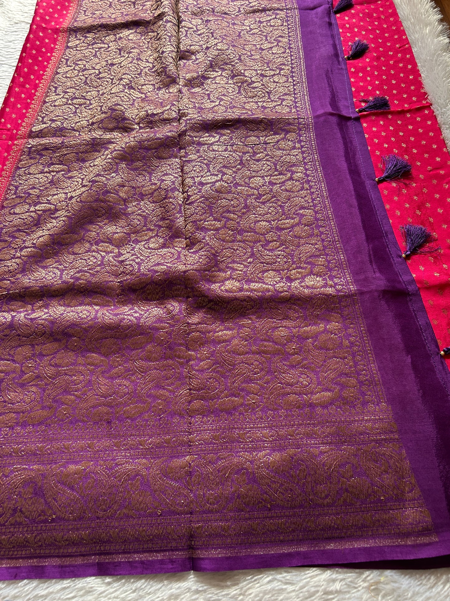 Soft Crepe Banarasi (2D) : Pink-purple
