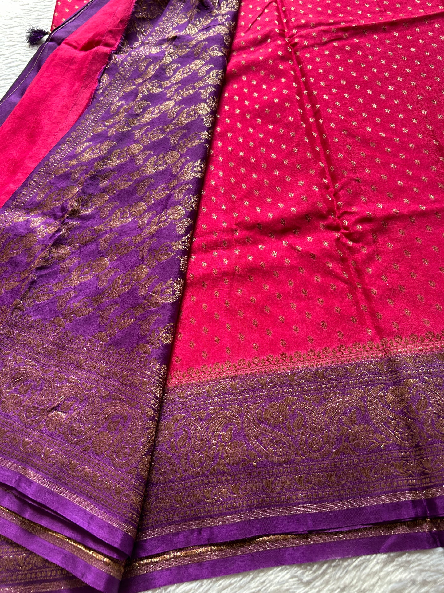 Soft Crepe Banarasi (2D) : Pink-purple