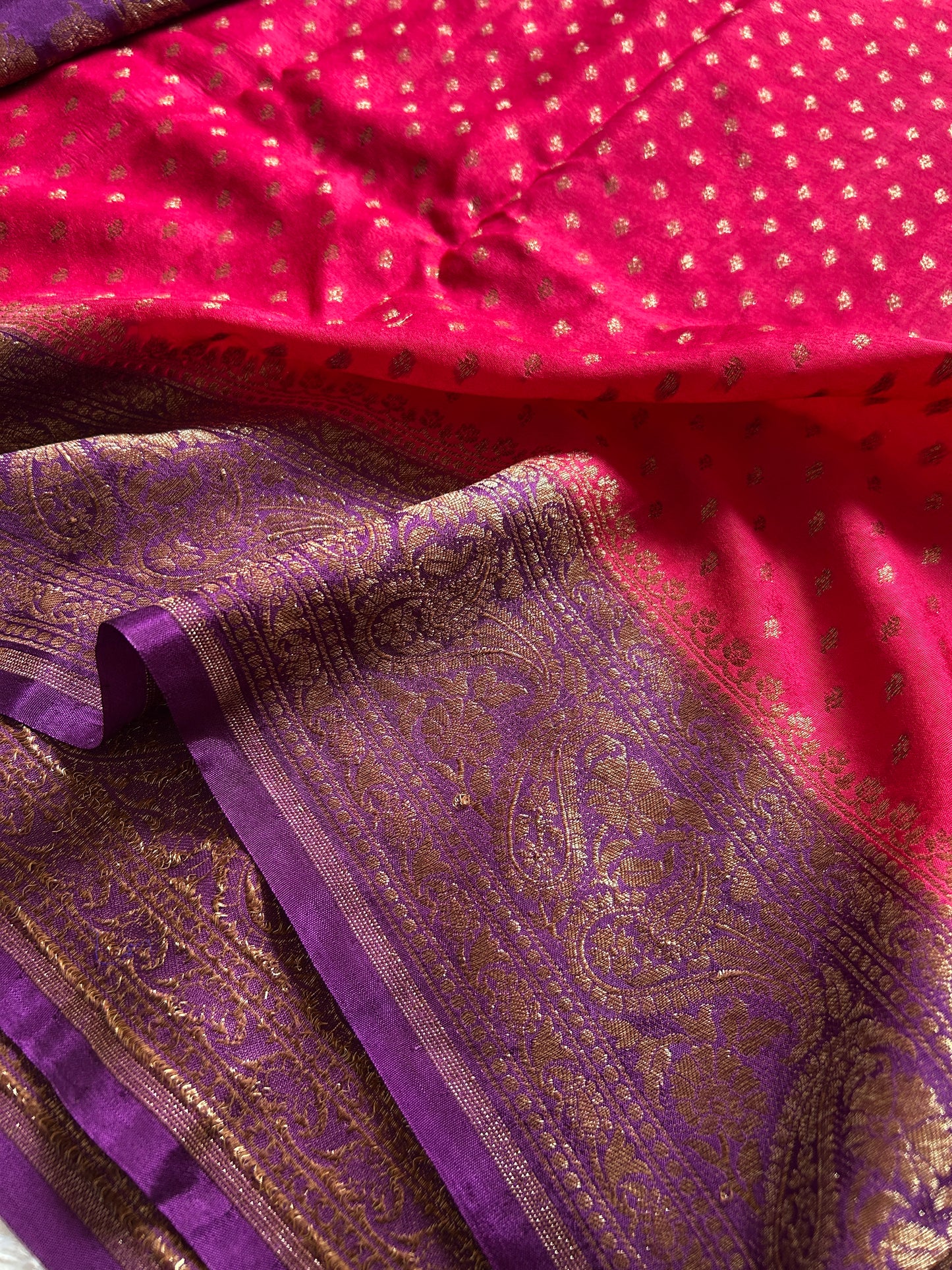 Soft Crepe Banarasi (2D) : Pink-purple