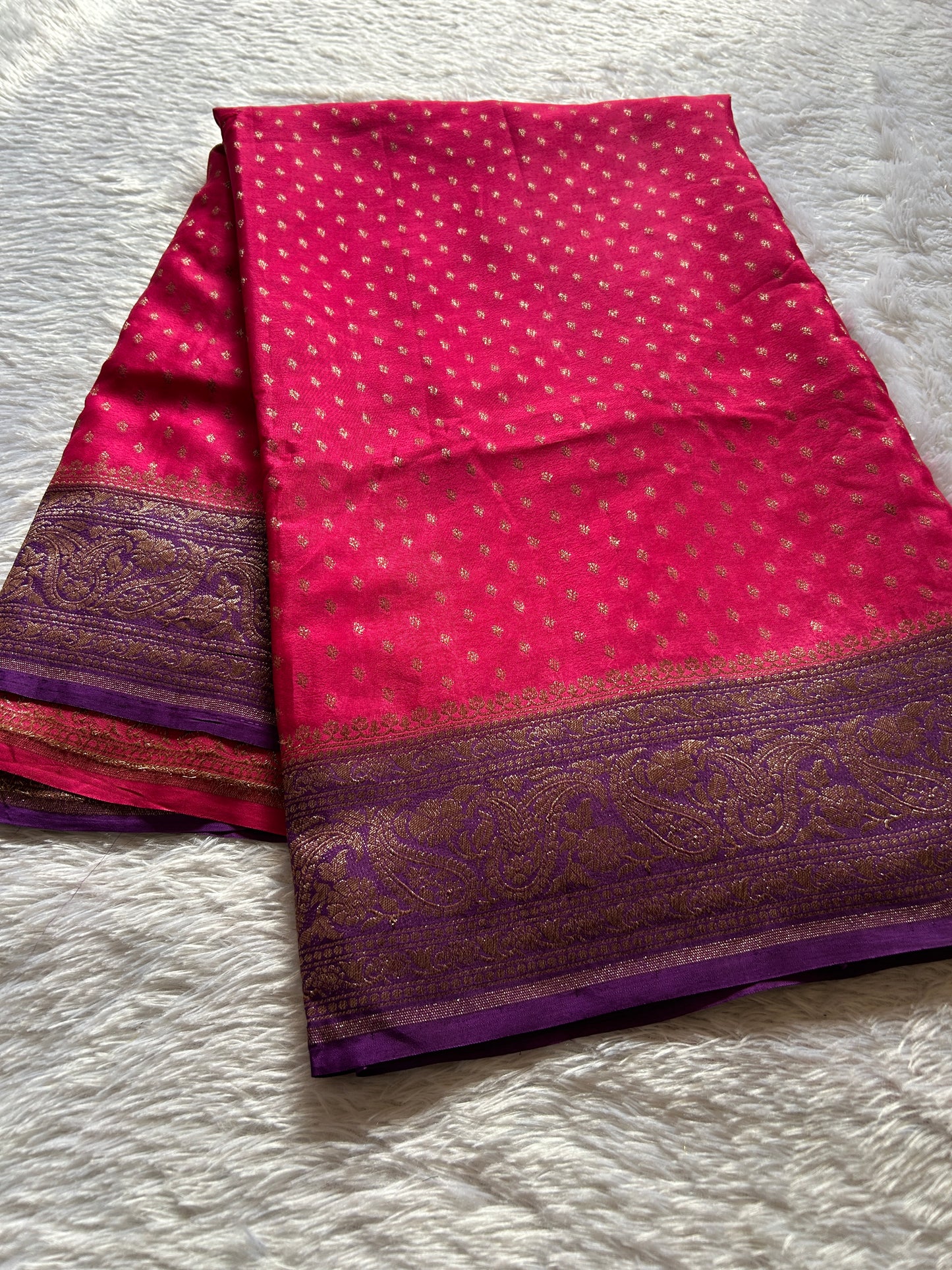 Soft Crepe Banarasi (2D) : Pink-purple