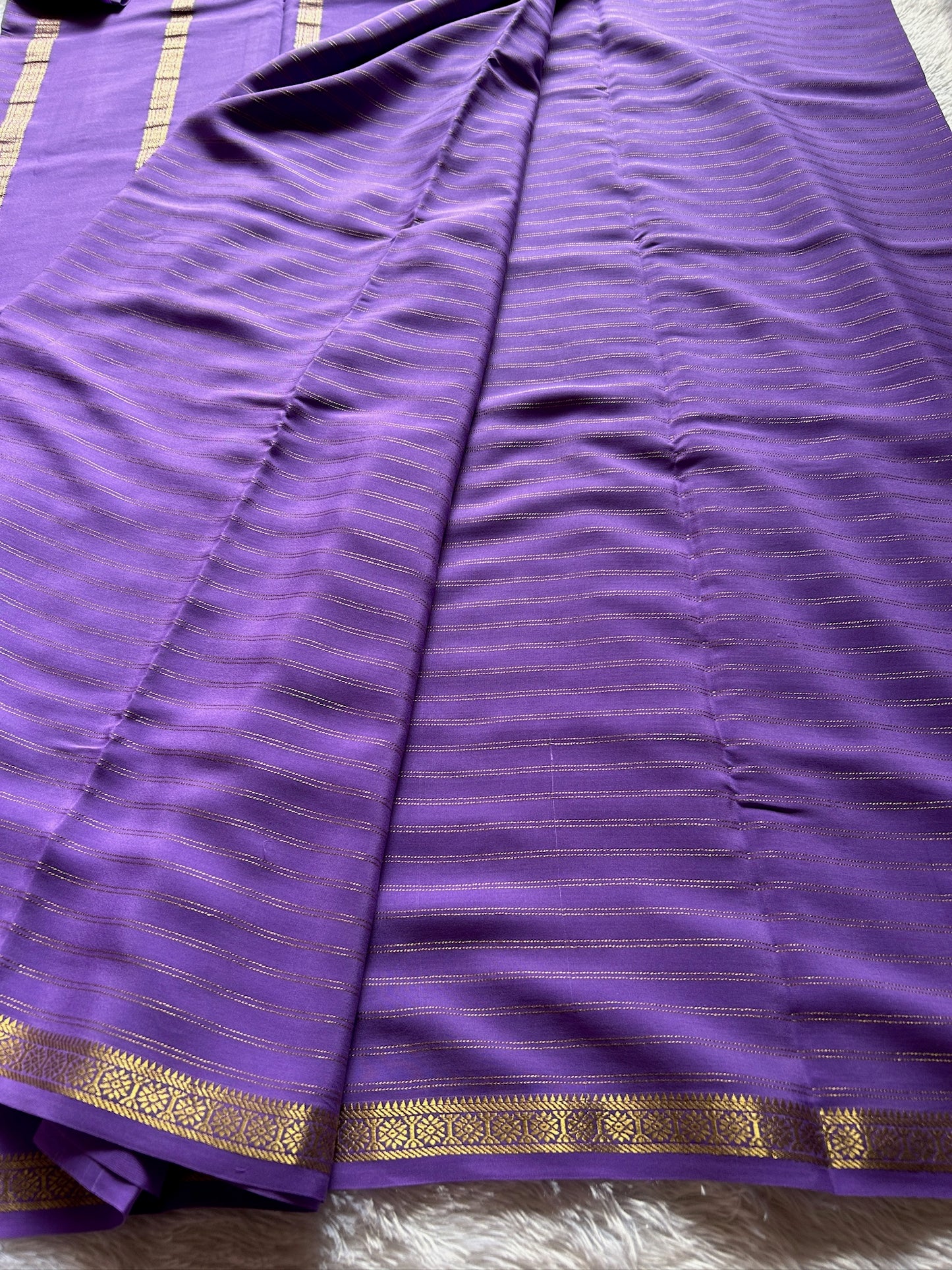 Pure CSG Zari crepe silk : Solid Lavender