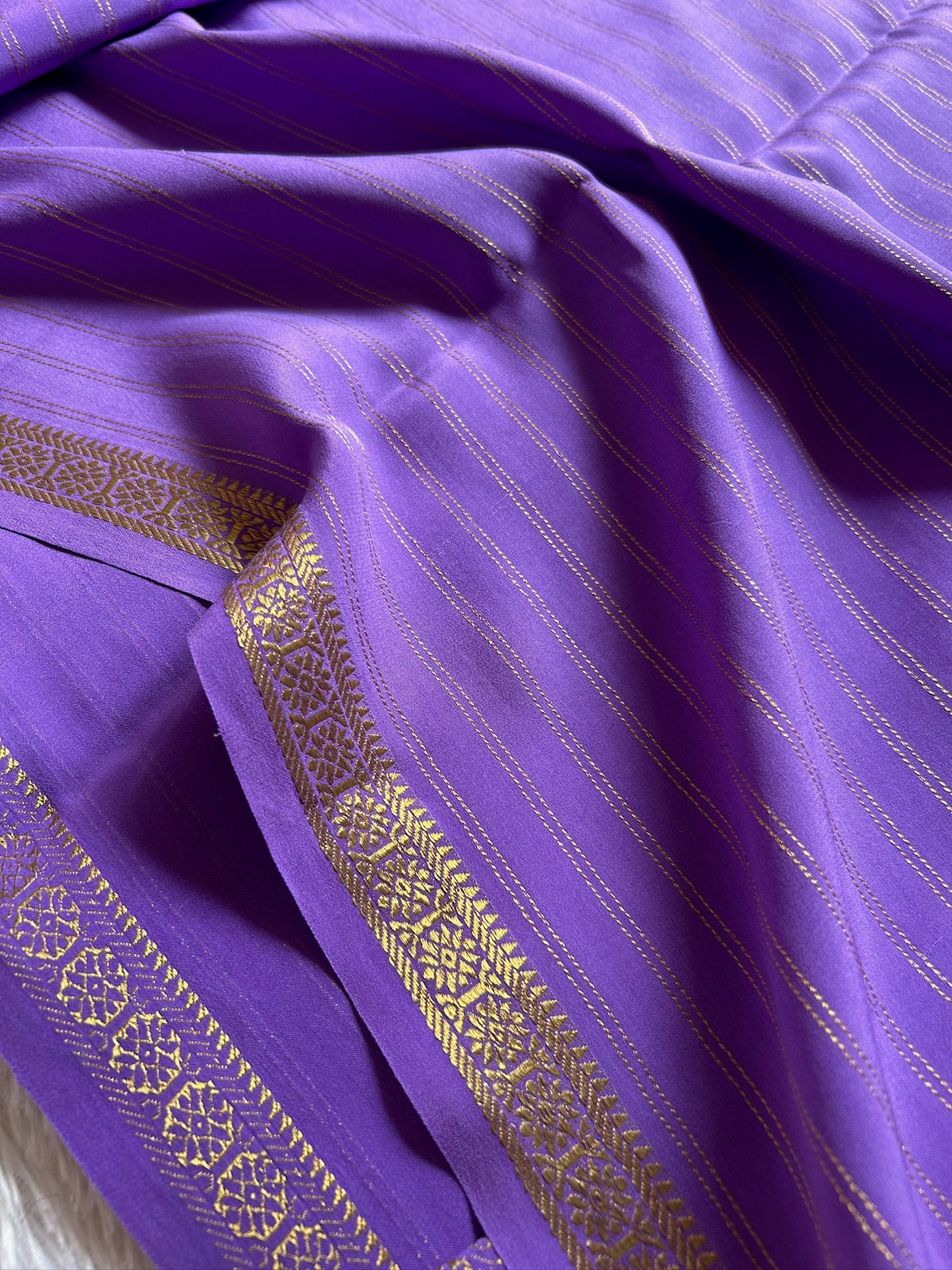 Pure CSG Zari crepe silk : Solid Lavender
