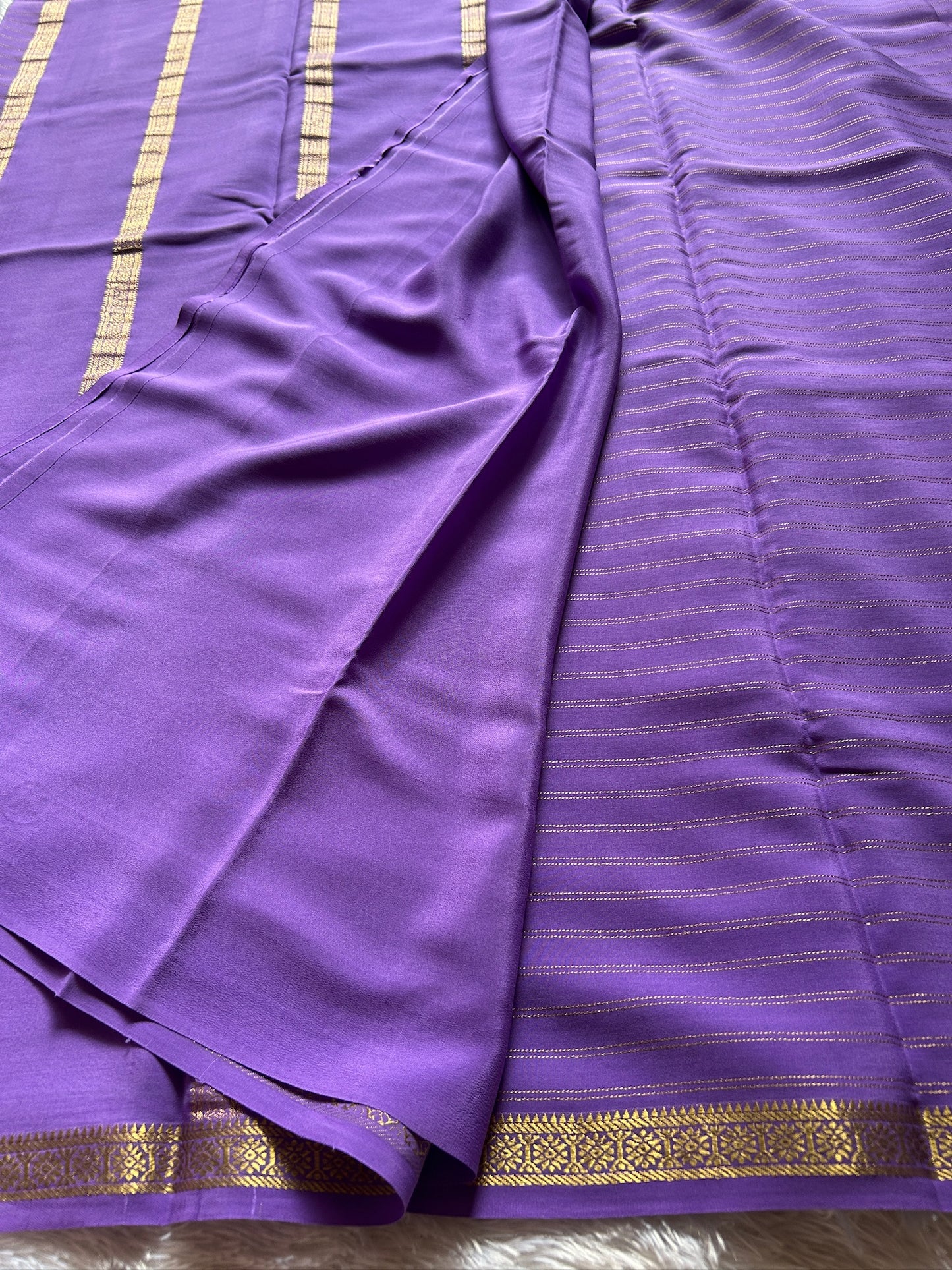 Pure CSG Zari crepe silk : Solid Lavender